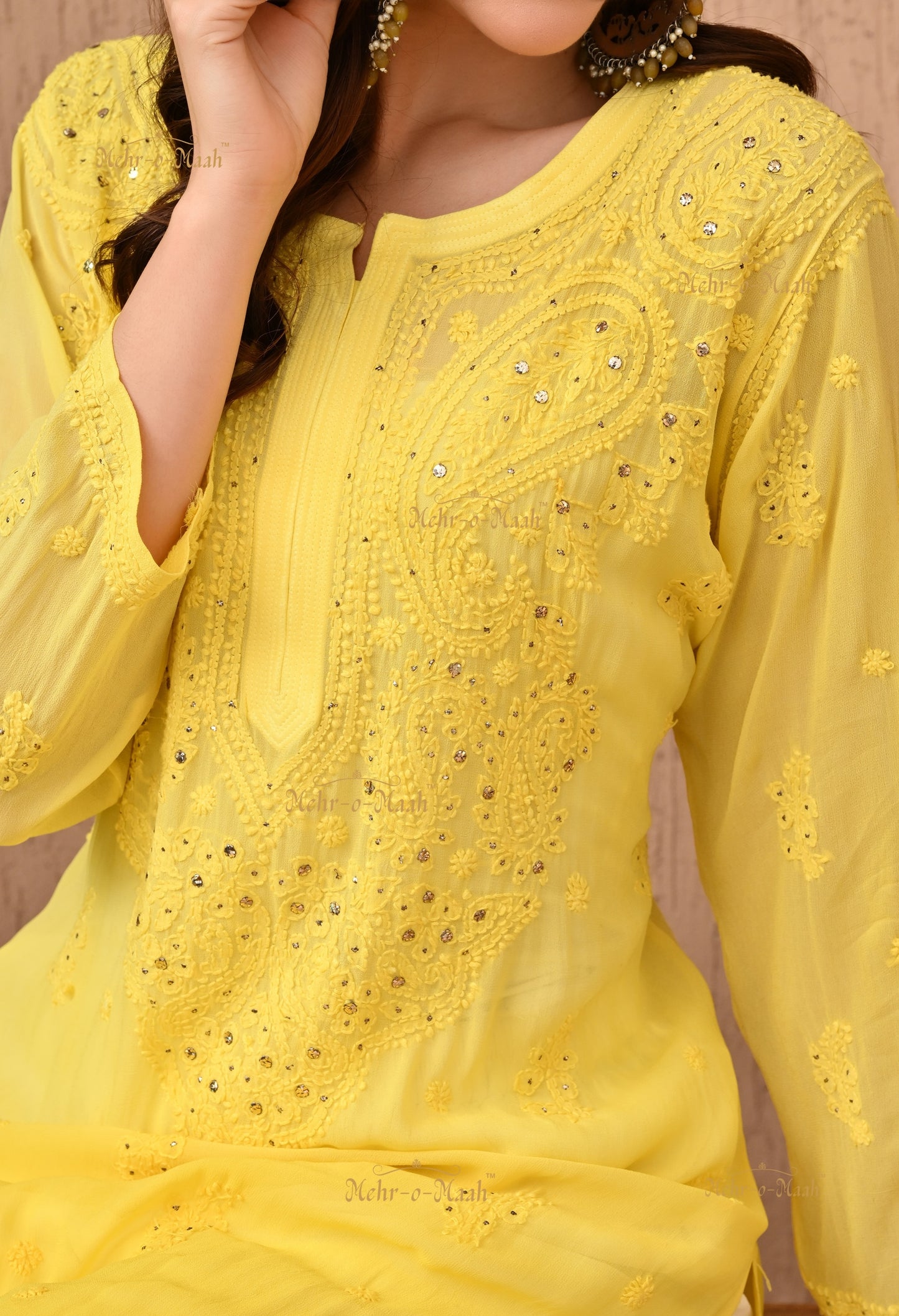 Alankriti Viscose Georgette Chikankari kurti with Mukaish