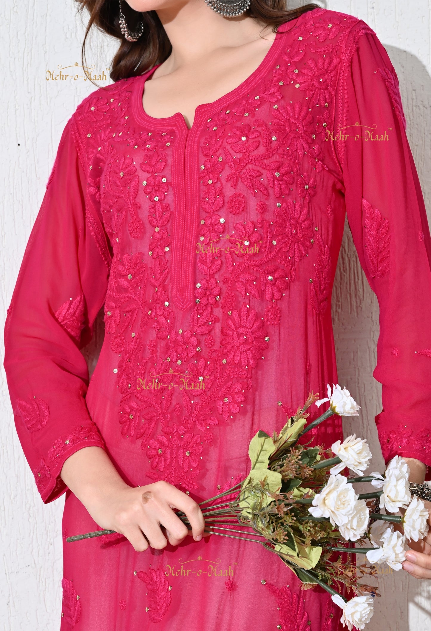 Aks Viscose Georgette kurti with Mukaish