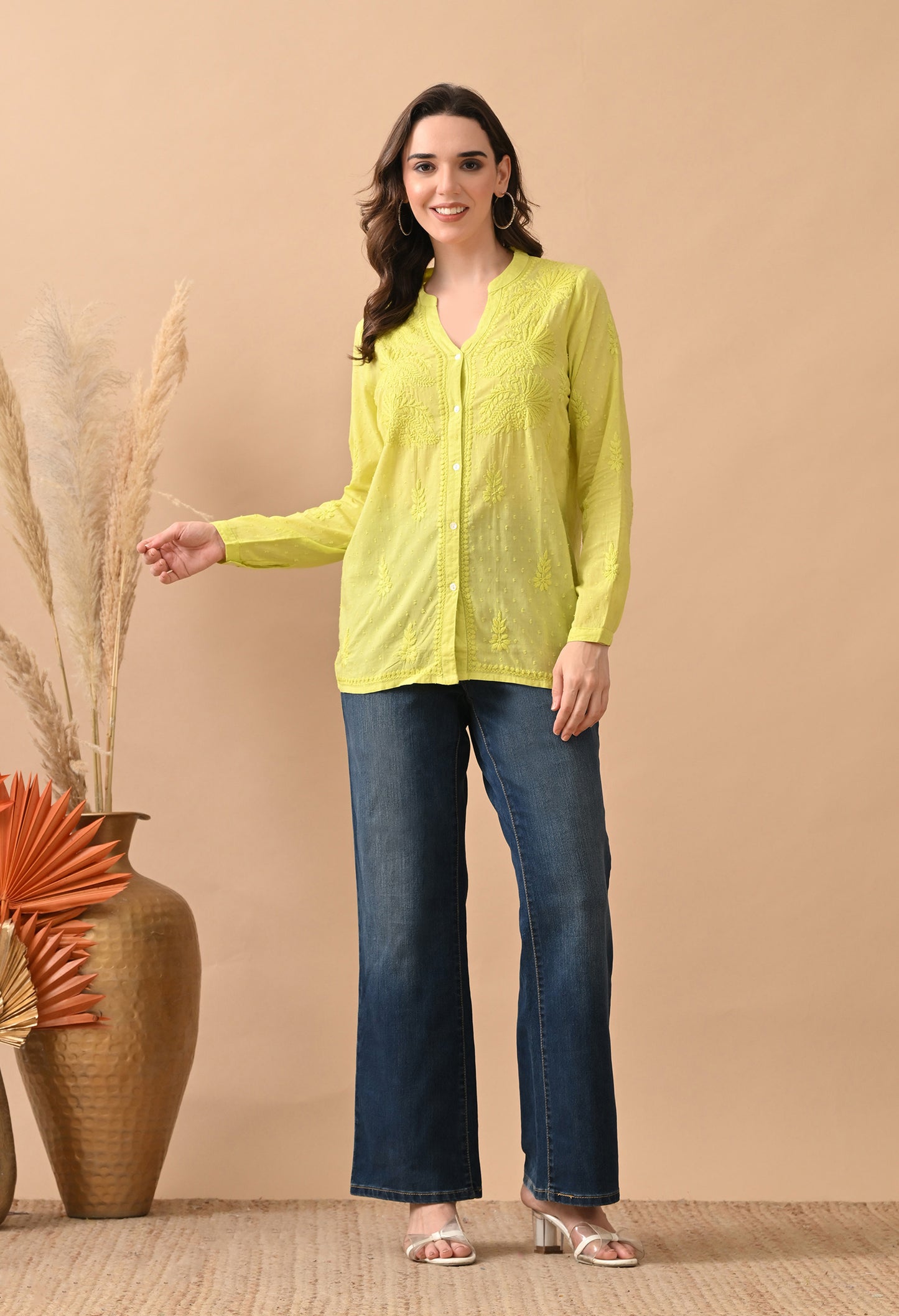 Ira Dobby cotton chikankari shirt