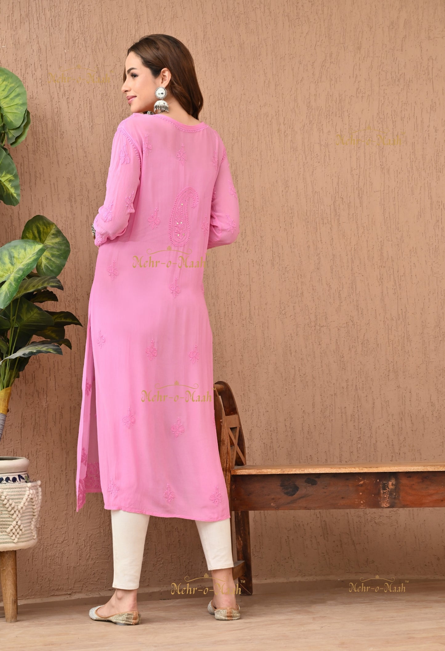 Alankriti Viscose Georgette Chikankari kurti with Mukaish