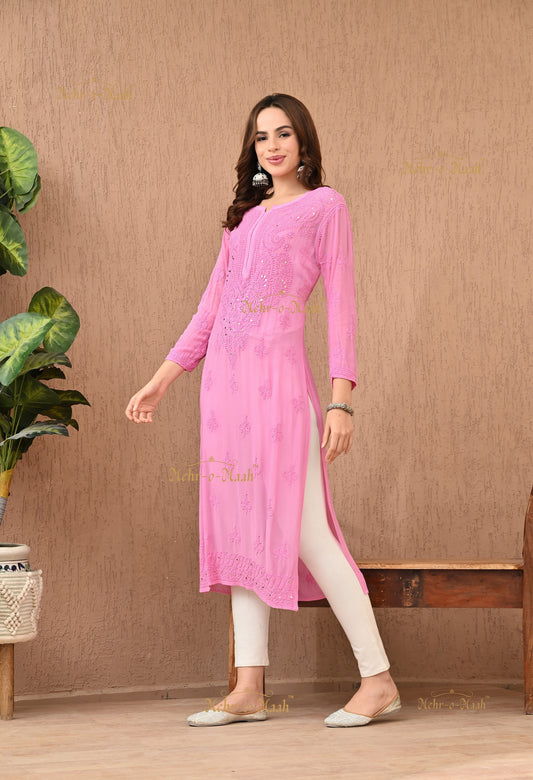Alankriti Viscose Georgette Chikankari kurti with Mukaish