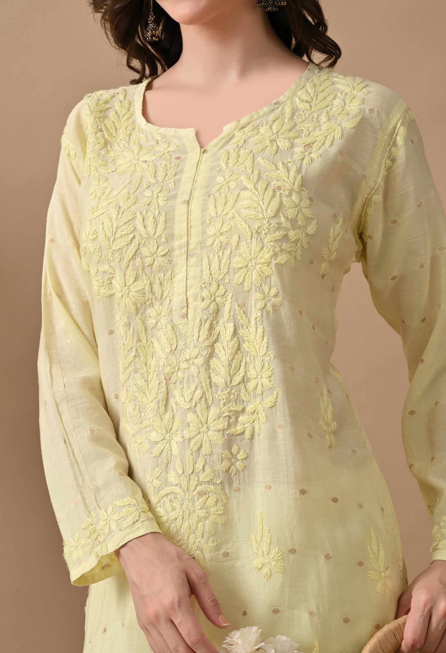 Sitara Chanderi silk Banarsi chikankari kurti