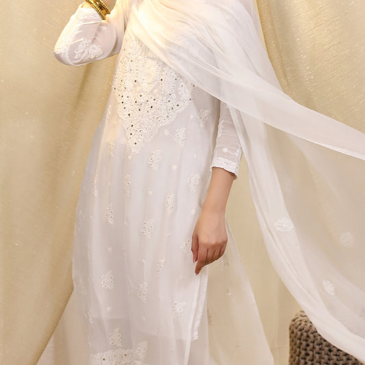 Alankriti Viscose Georgette Chikankari Kurti with Mukaish