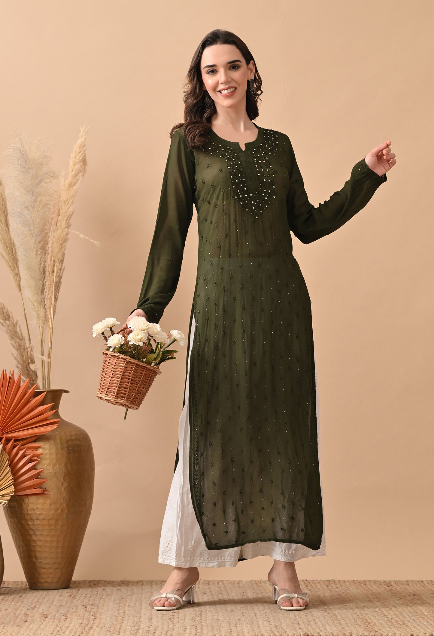 Adya Viscose Georgette Chikankari Kurti