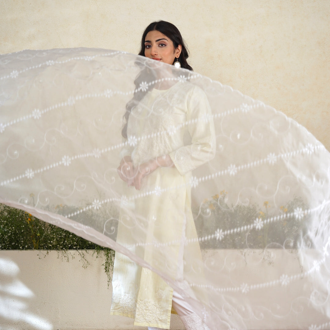White Organza Dupatta