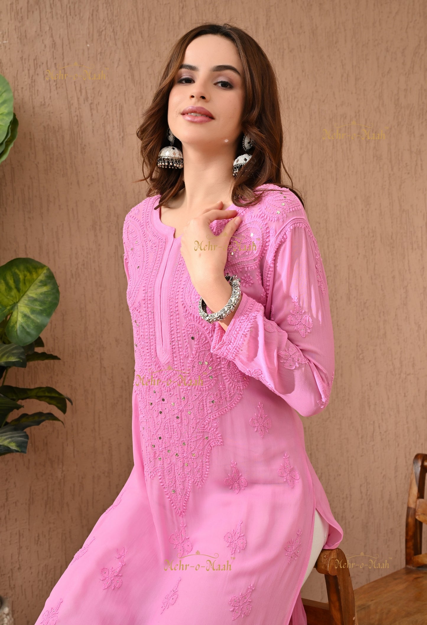 Alankriti Viscose Georgette Chikankari kurti with Mukaish