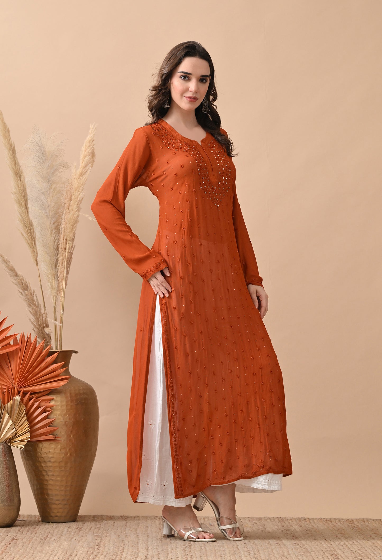 Adya Viscose Georgette chikankari kurti