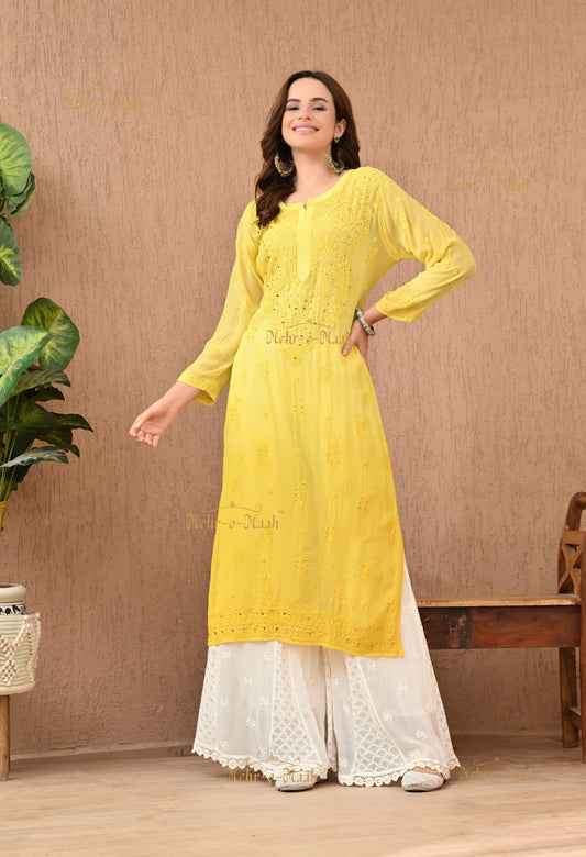 Alankriti Viscose Georgette Chikankari kurti with Mukaish