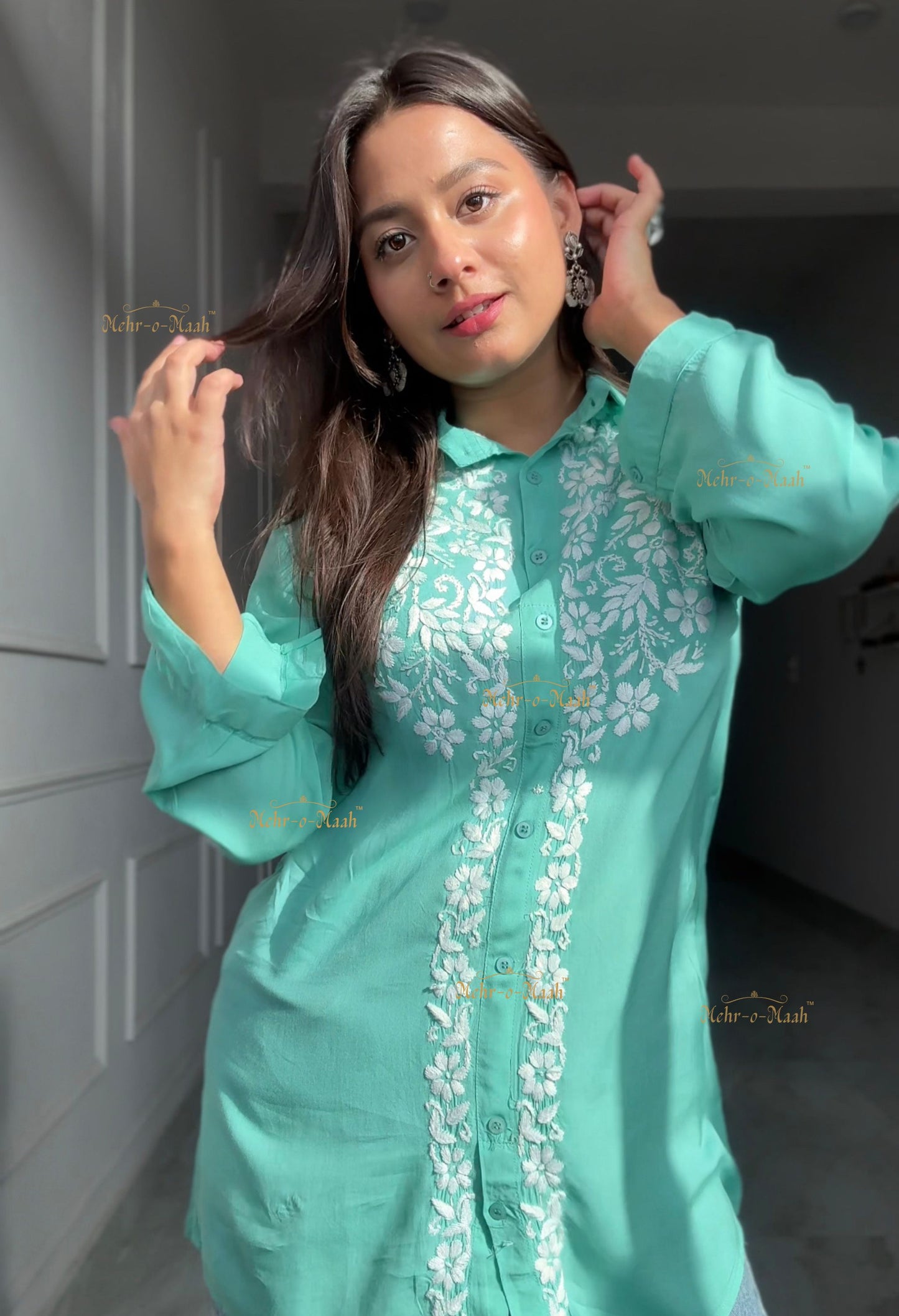 Mahira Modal Chikankari Shirt