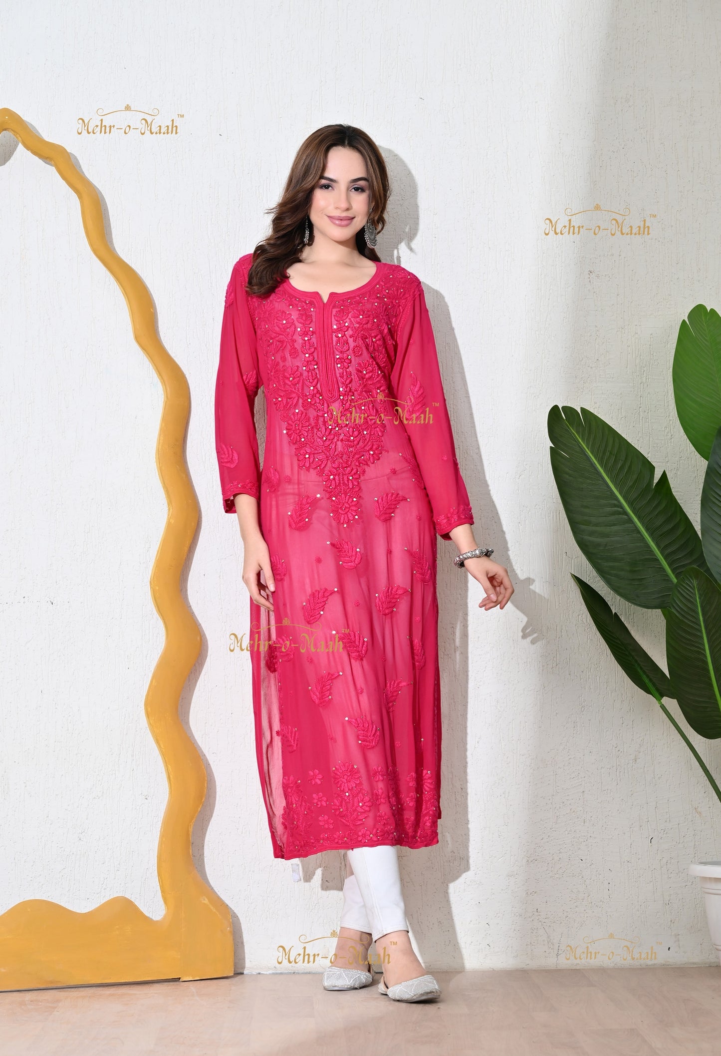 Aks Viscose Georgette kurti with Mukaish
