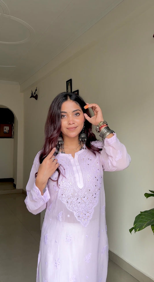 Alankriti Viscose Georgette Kurti with Mukaish Detailing