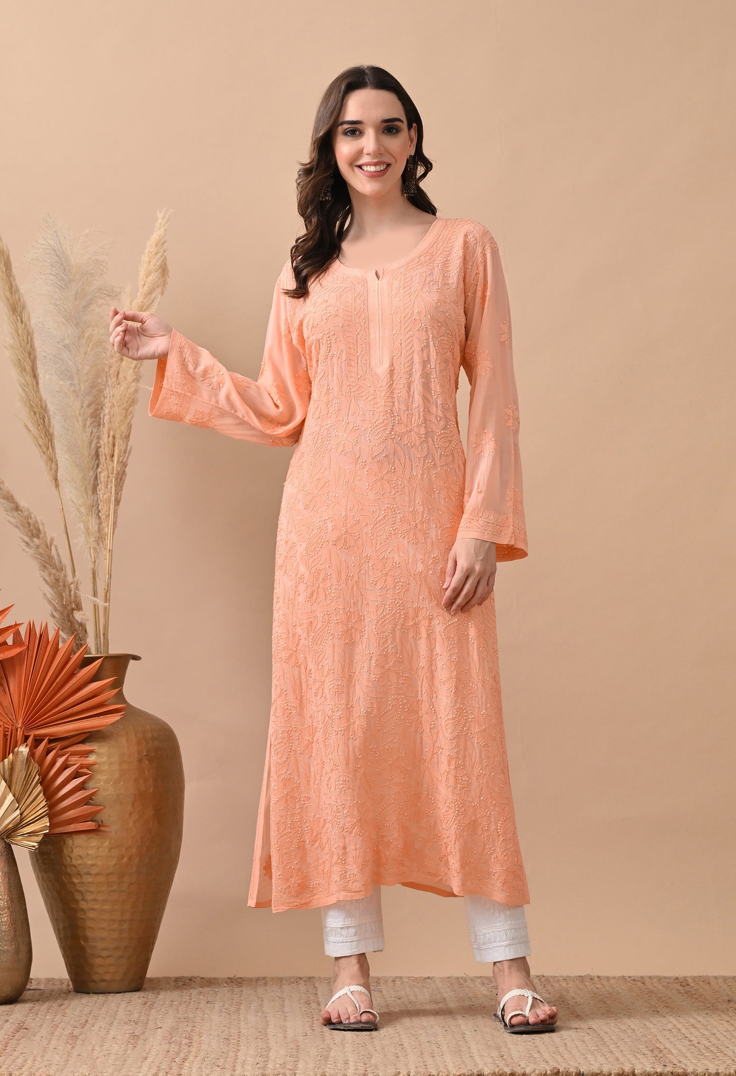 Vimarsh Viscose Georgette Chikankari kurta