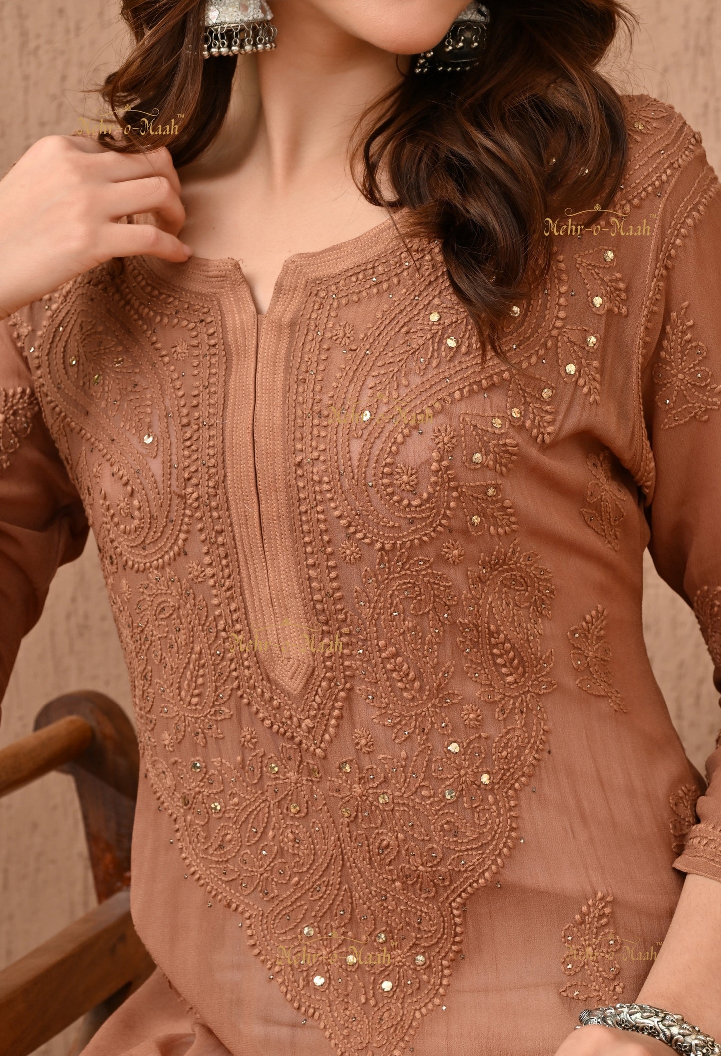 Alankriti Viscose Georgette Chikankari kurti with Mukaish