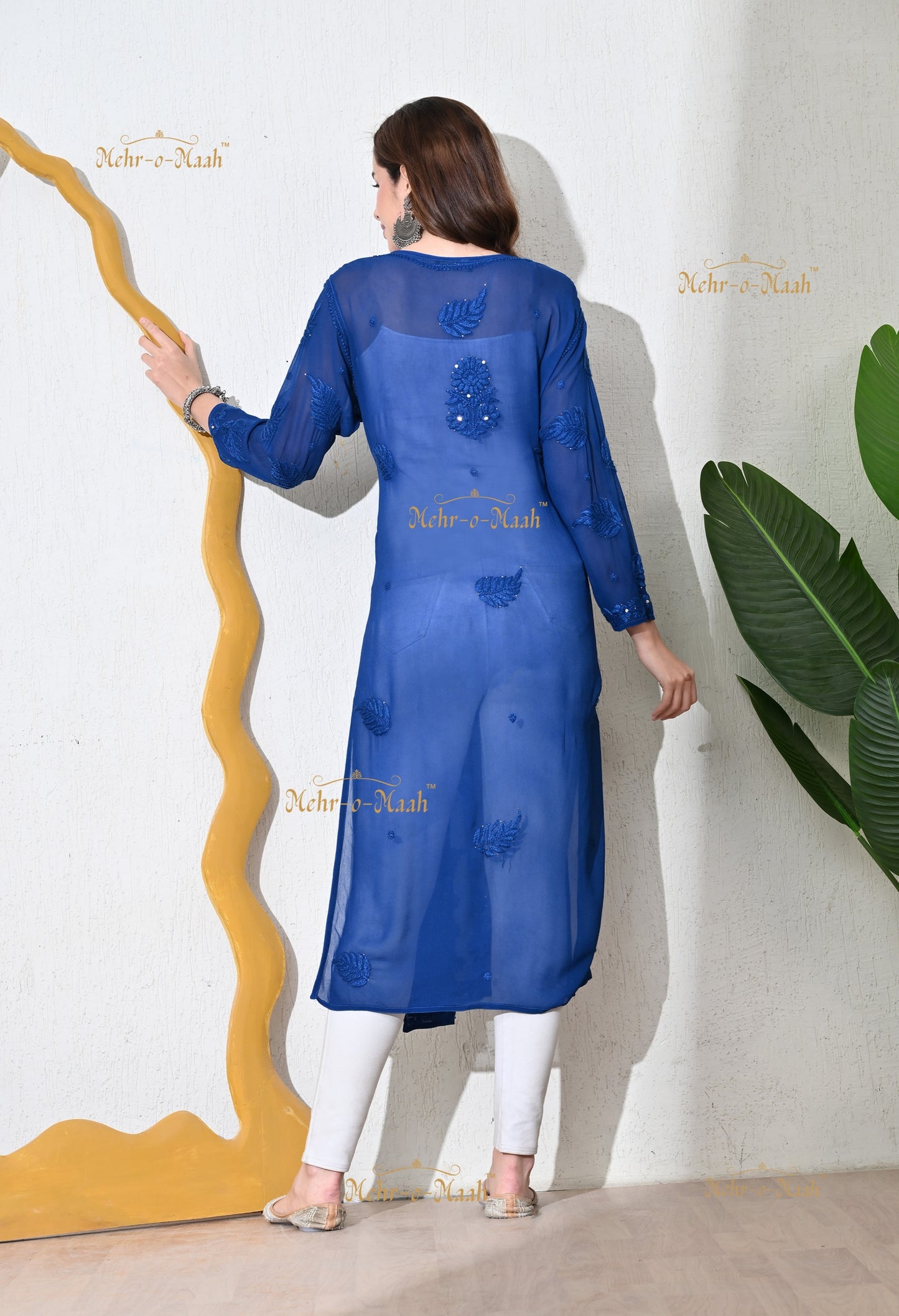 Aks Viscose Georgette Chikankari with Mukaish