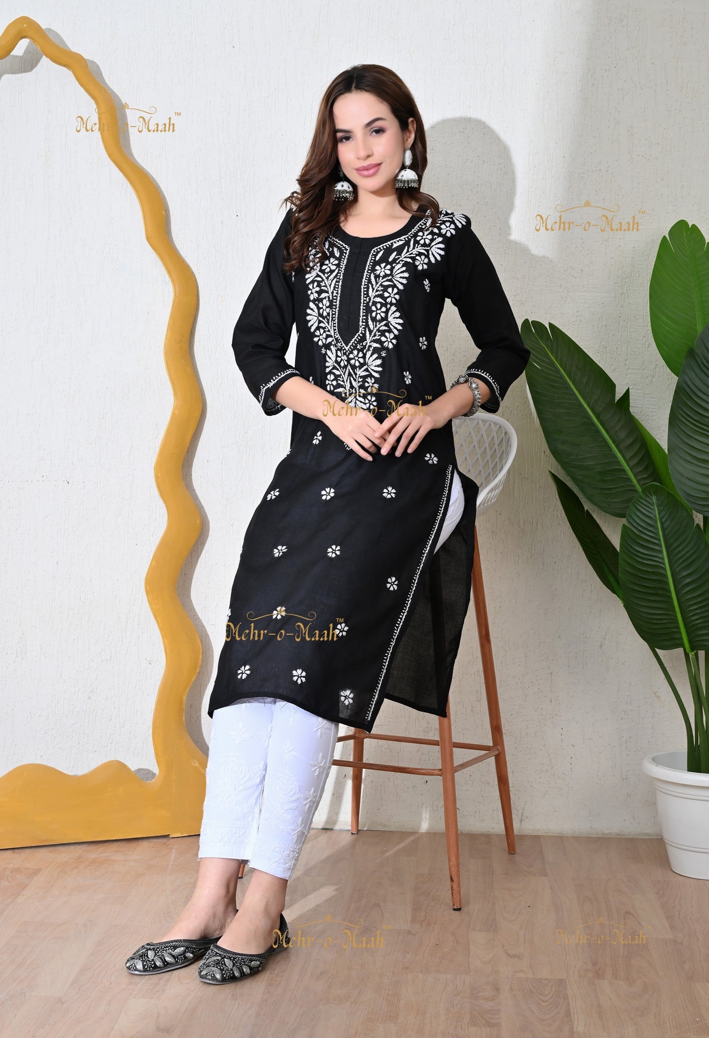 White Chikankari pants