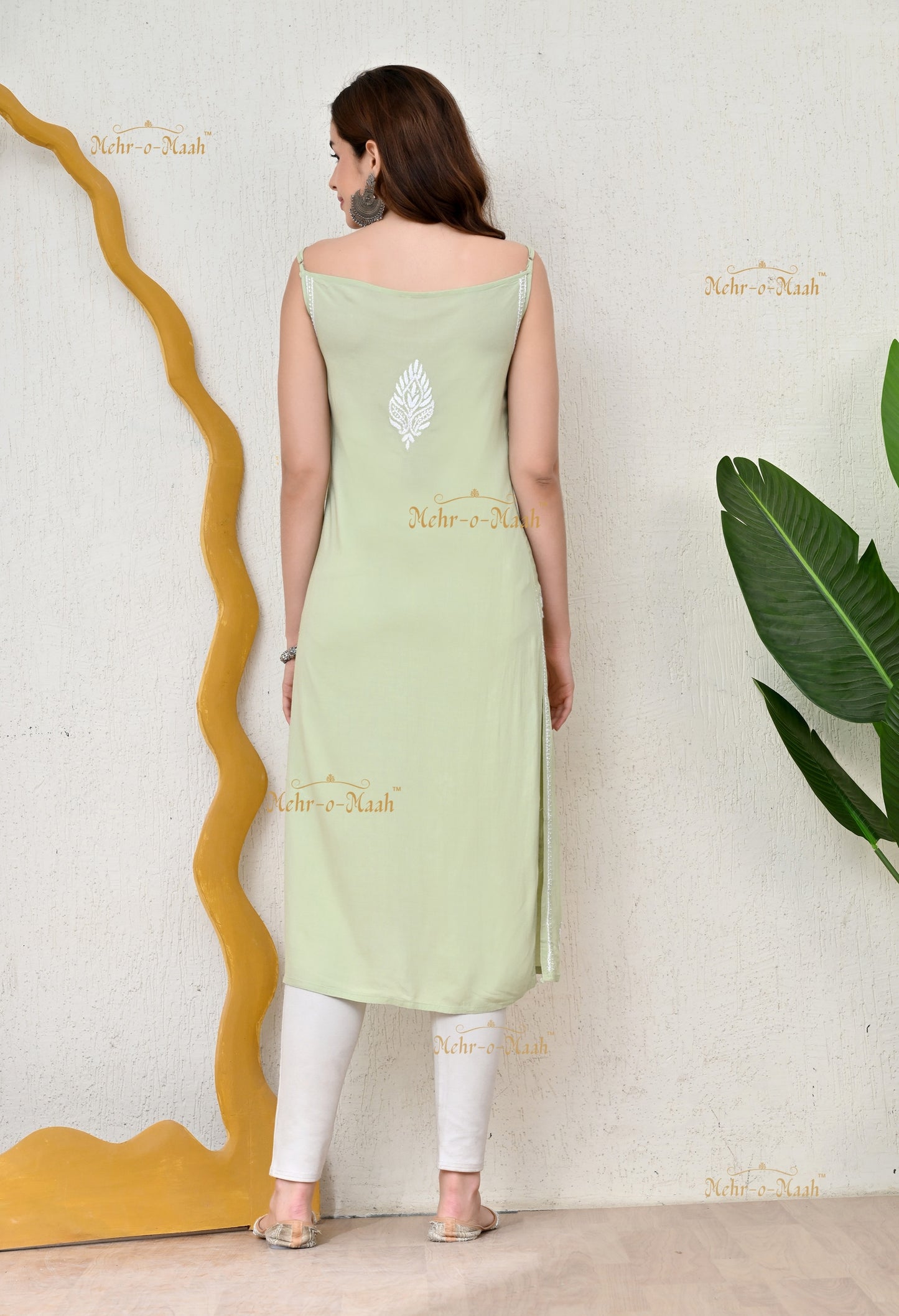 Sehar Rayon chikankari strap kurti