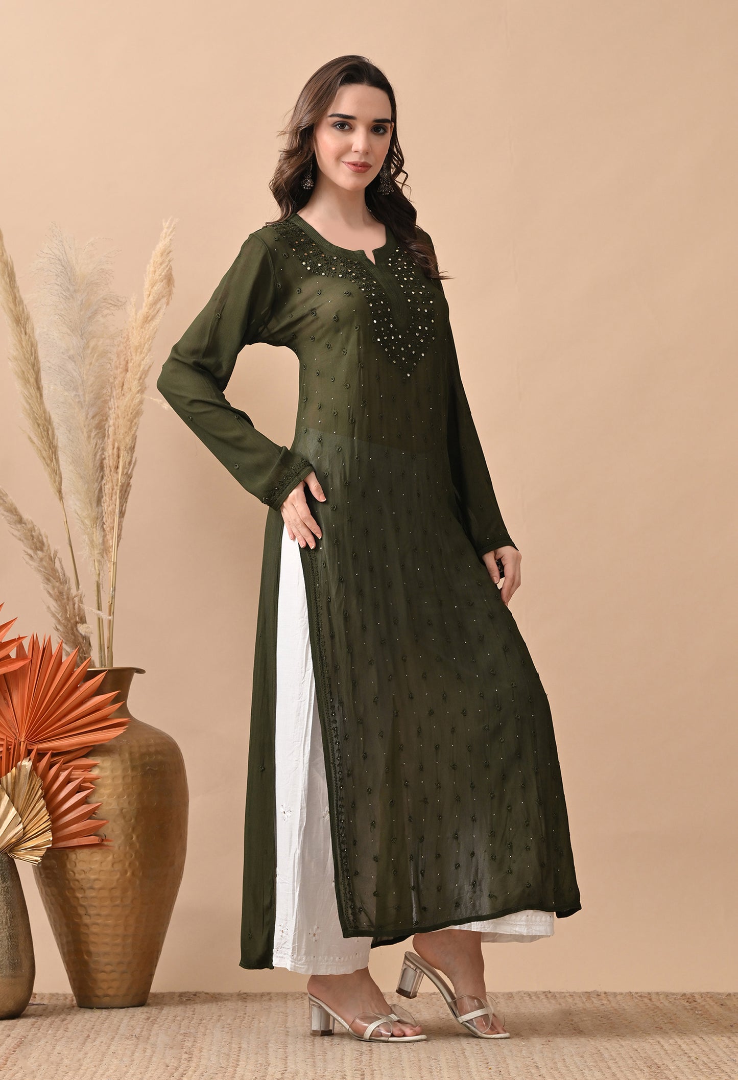 Adya Viscose Georgette Chikankari Kurti
