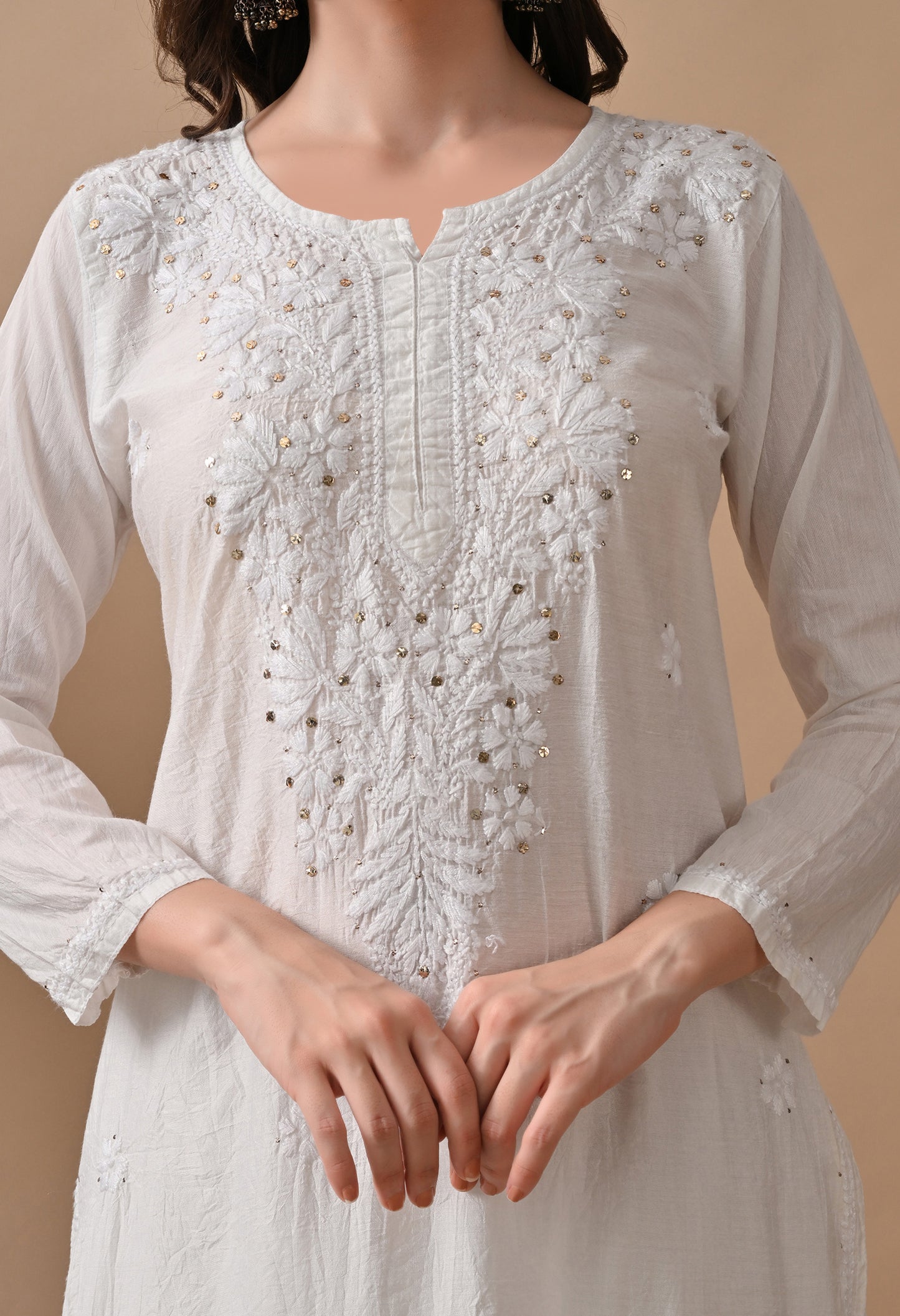 Anam Chanderi Silk chikankari set with Palazzo