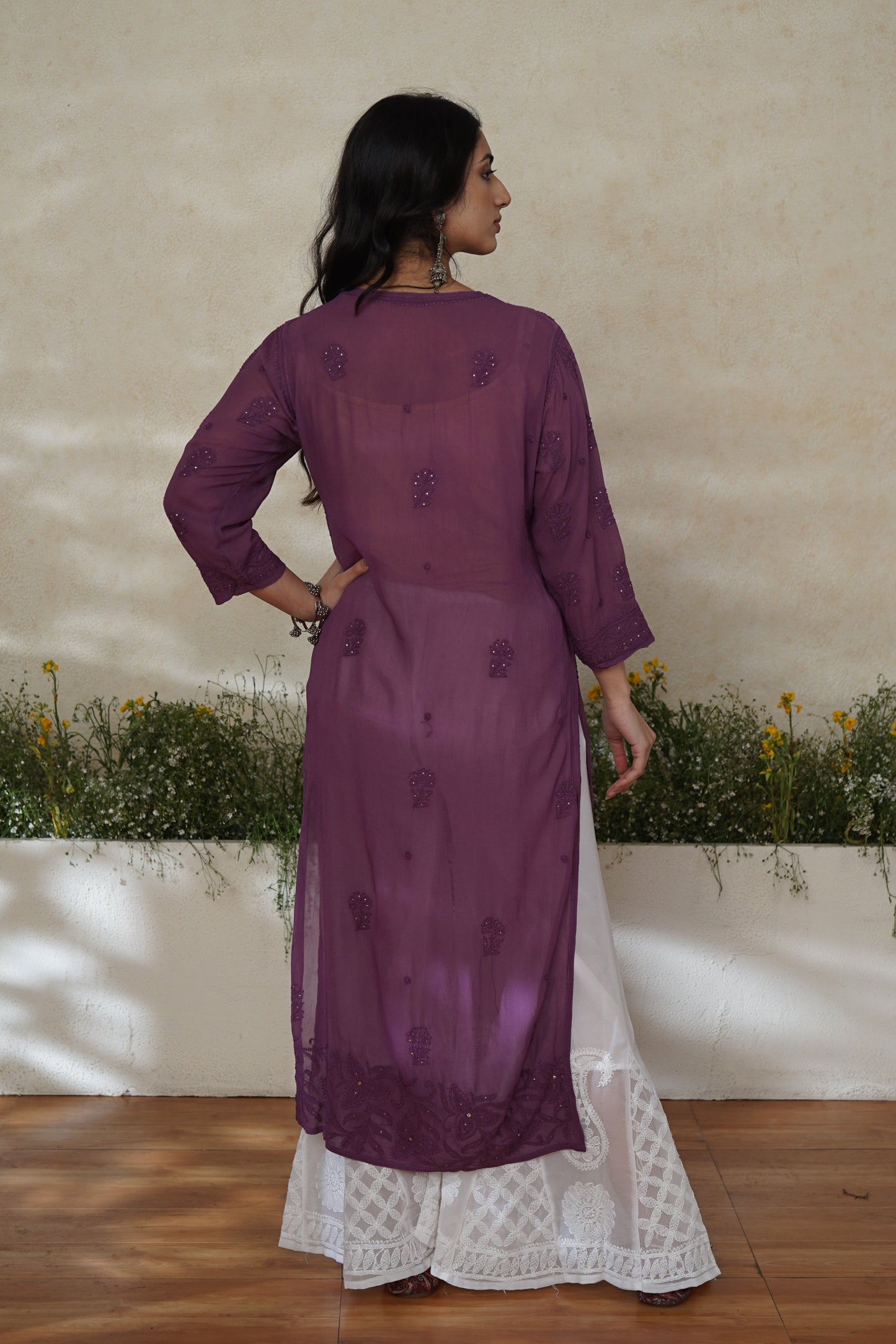 Antara Viscose Georgette Chikankari Kurti with Mukaish work