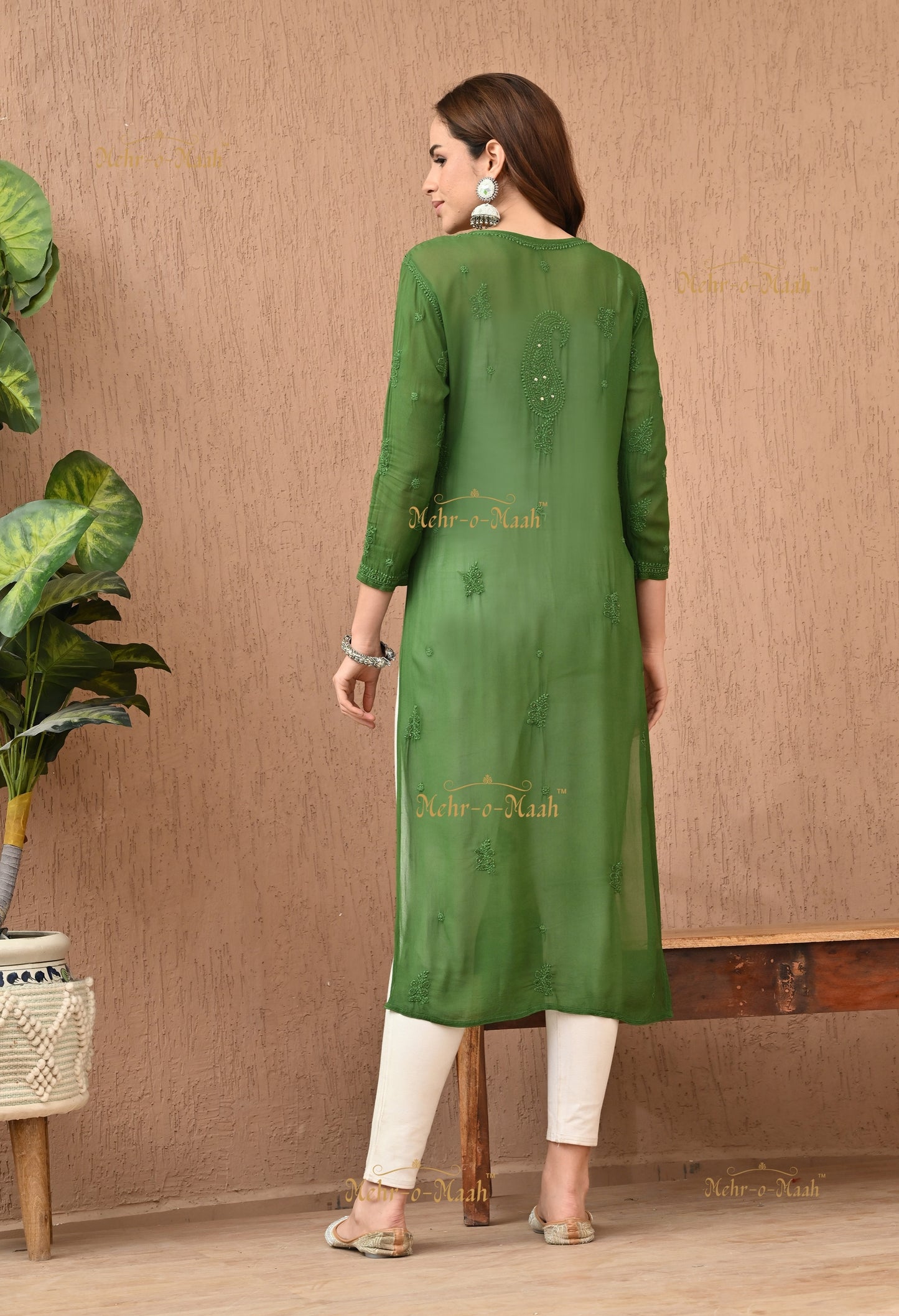 Alankriti Viscose Georgette Chikankari Kurti with Mukaish