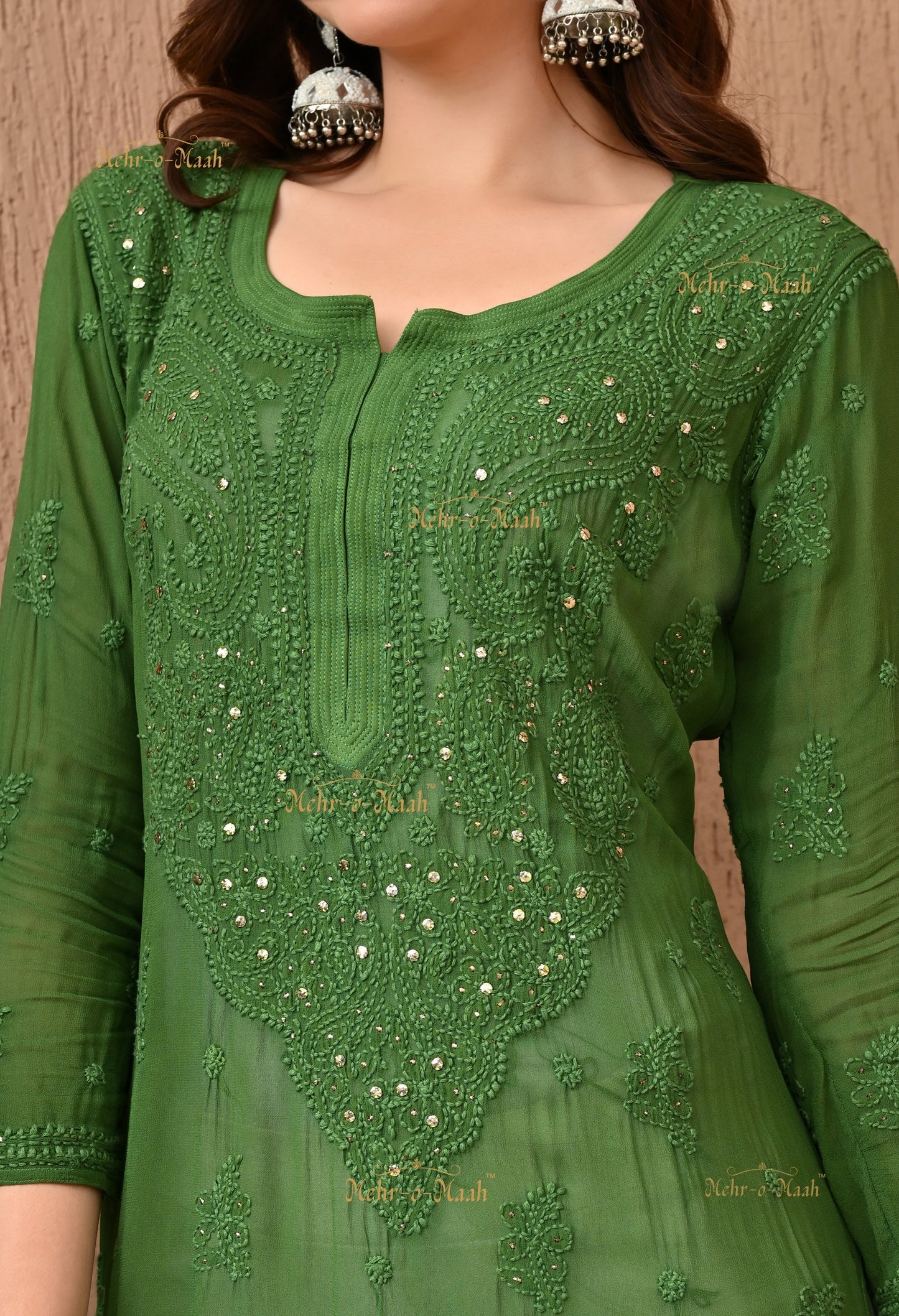 Alankriti Viscose Georgette Chikankari Kurti with Mukaish