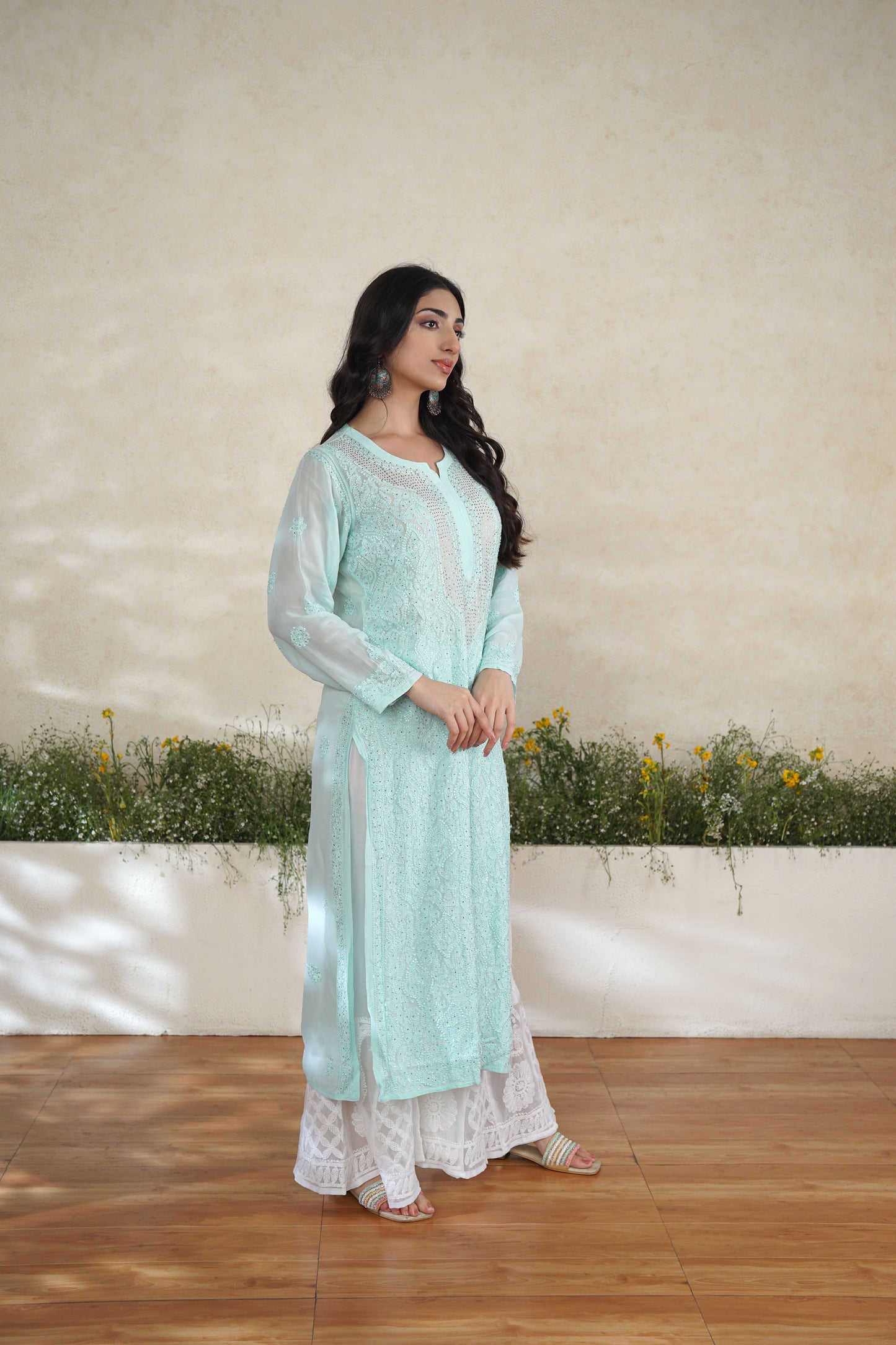 Tarangini Viscose Georgette Kurti with Mukaish detailing