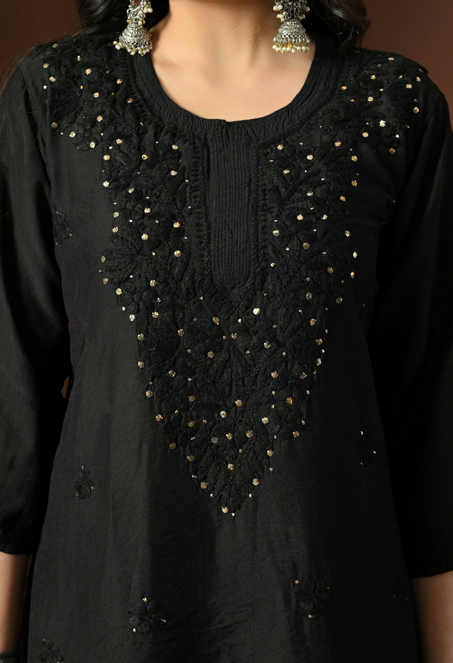 Anam Chanderi Silk chikankari set with Palazzo