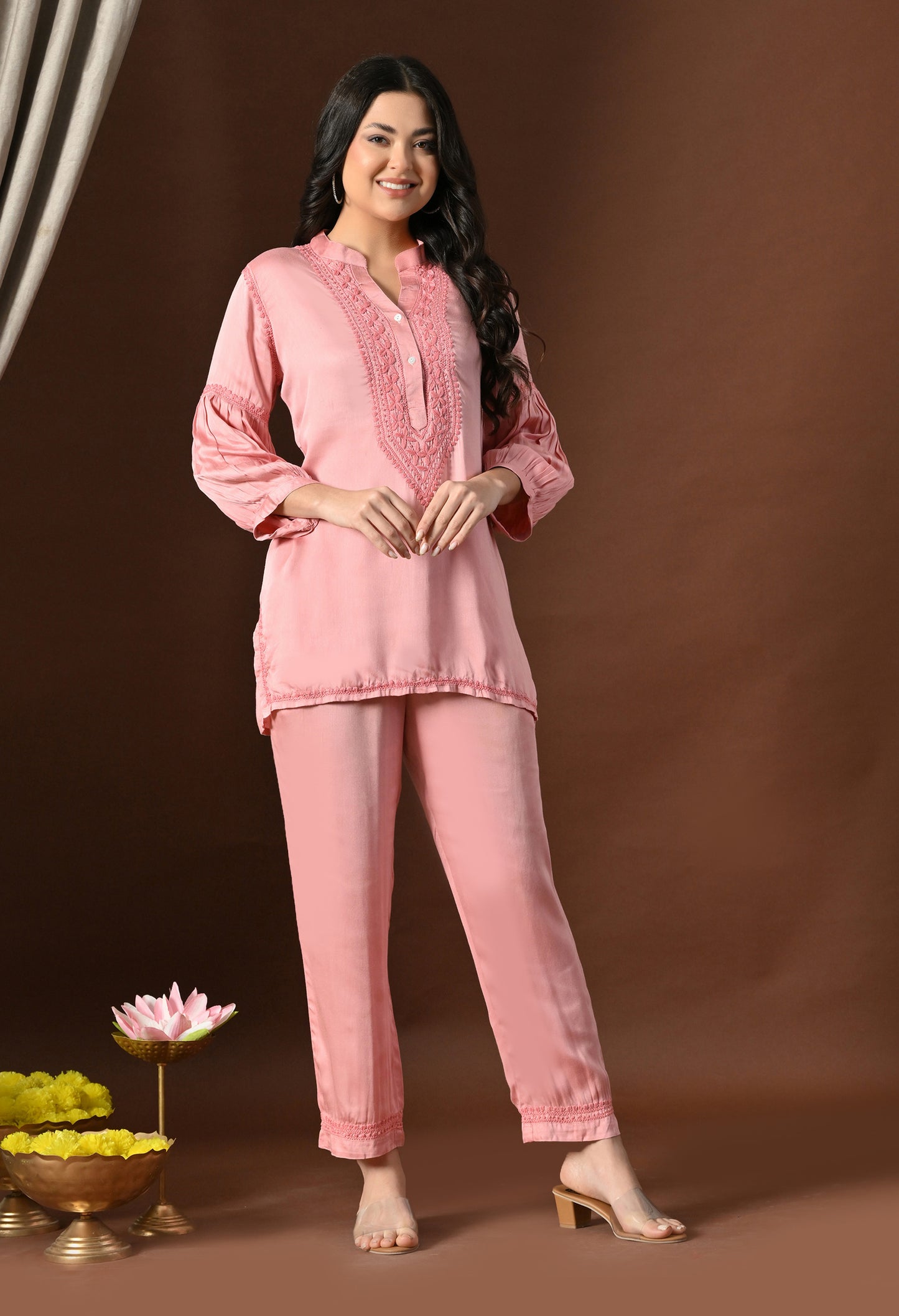 Ziya Satin Chikankari Co-ord set