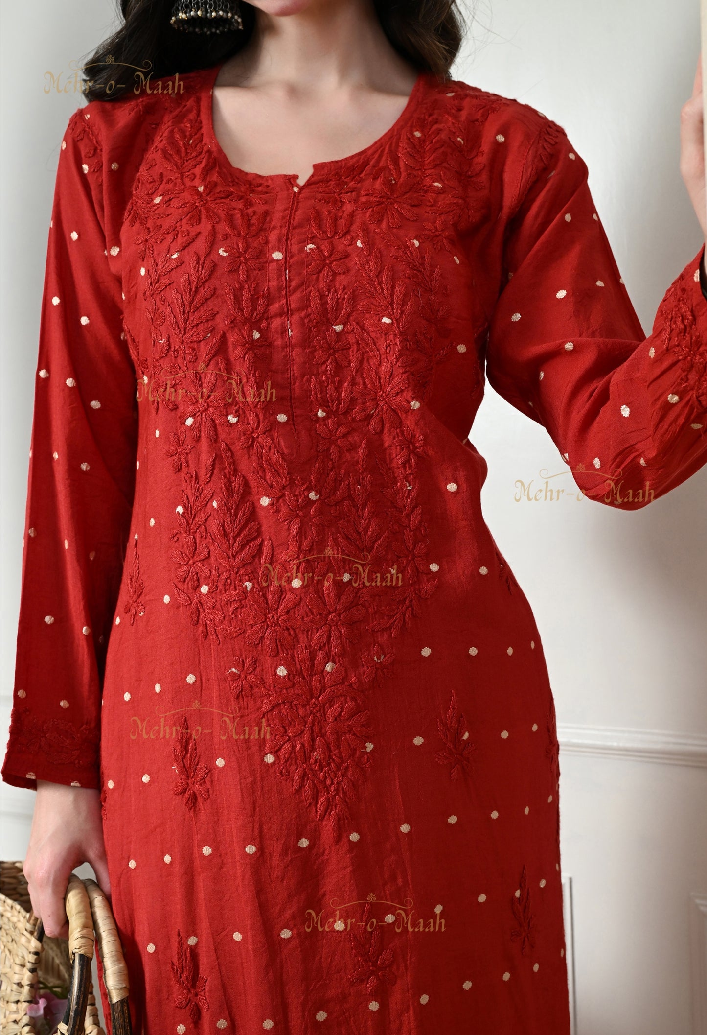 Sitara Chanderi Silk banarsi chikankari kurti