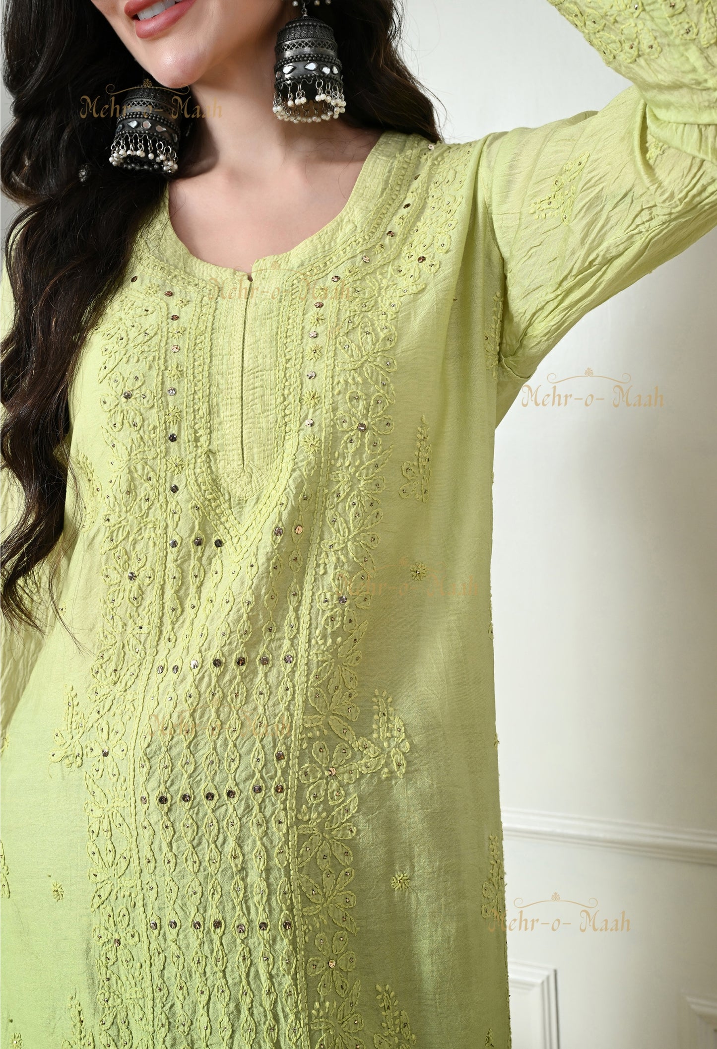 Ahana Silk Panel Kurti with Mukaish