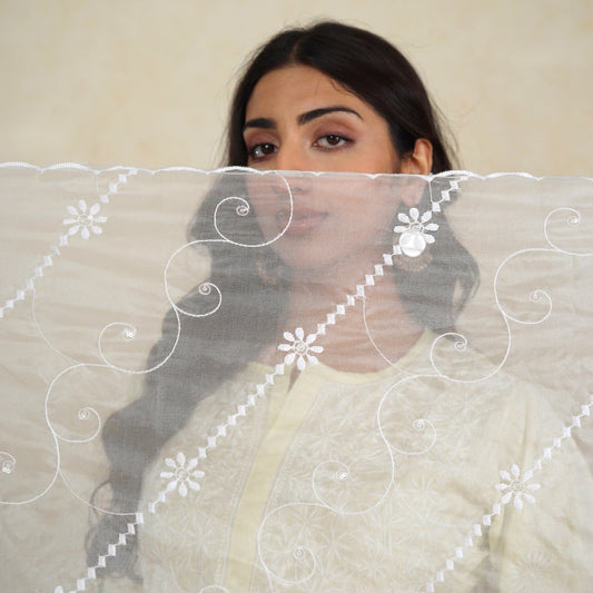 White Organza Dupatta