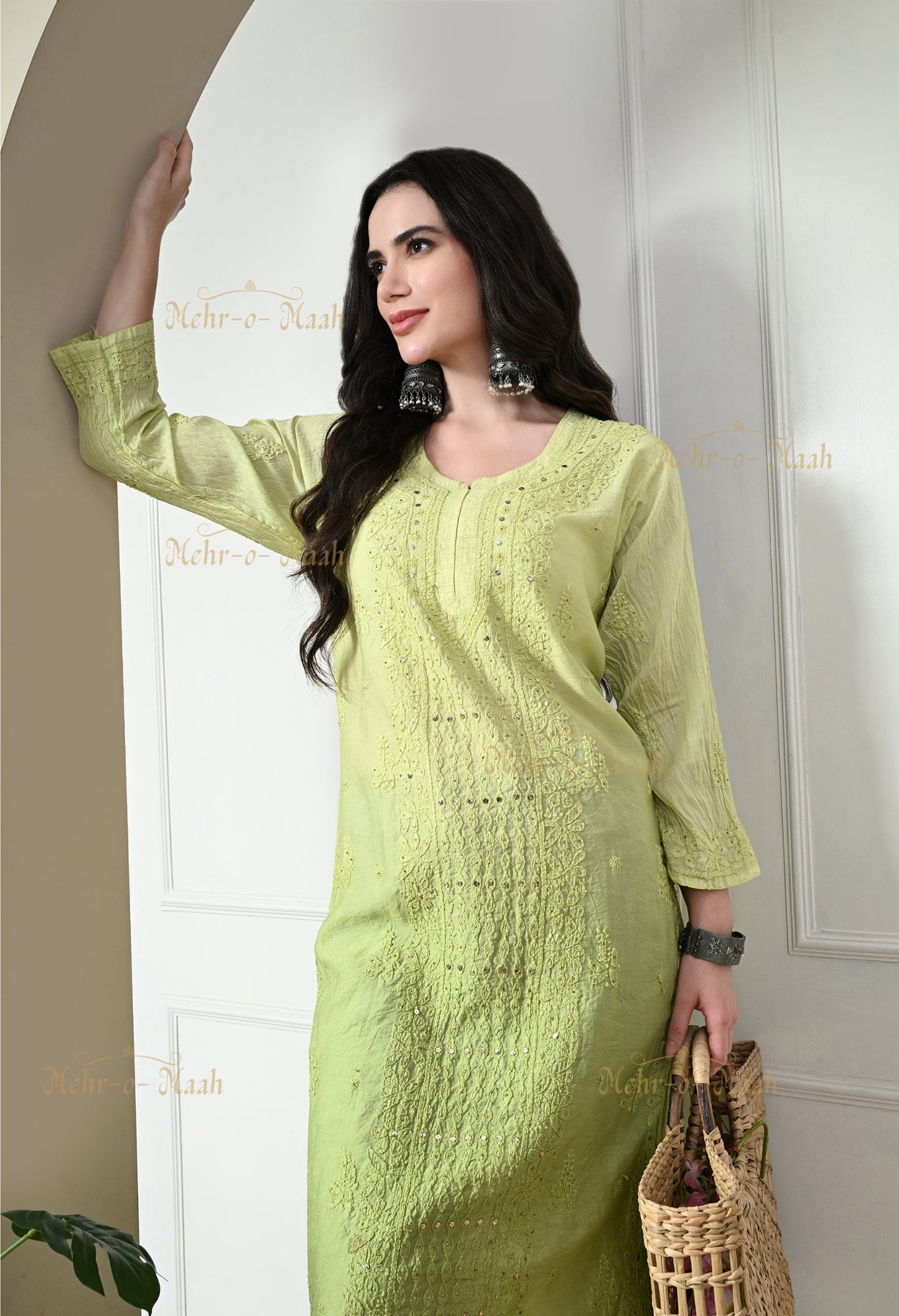 Ahana Silk Panel Kurti with Mukaish