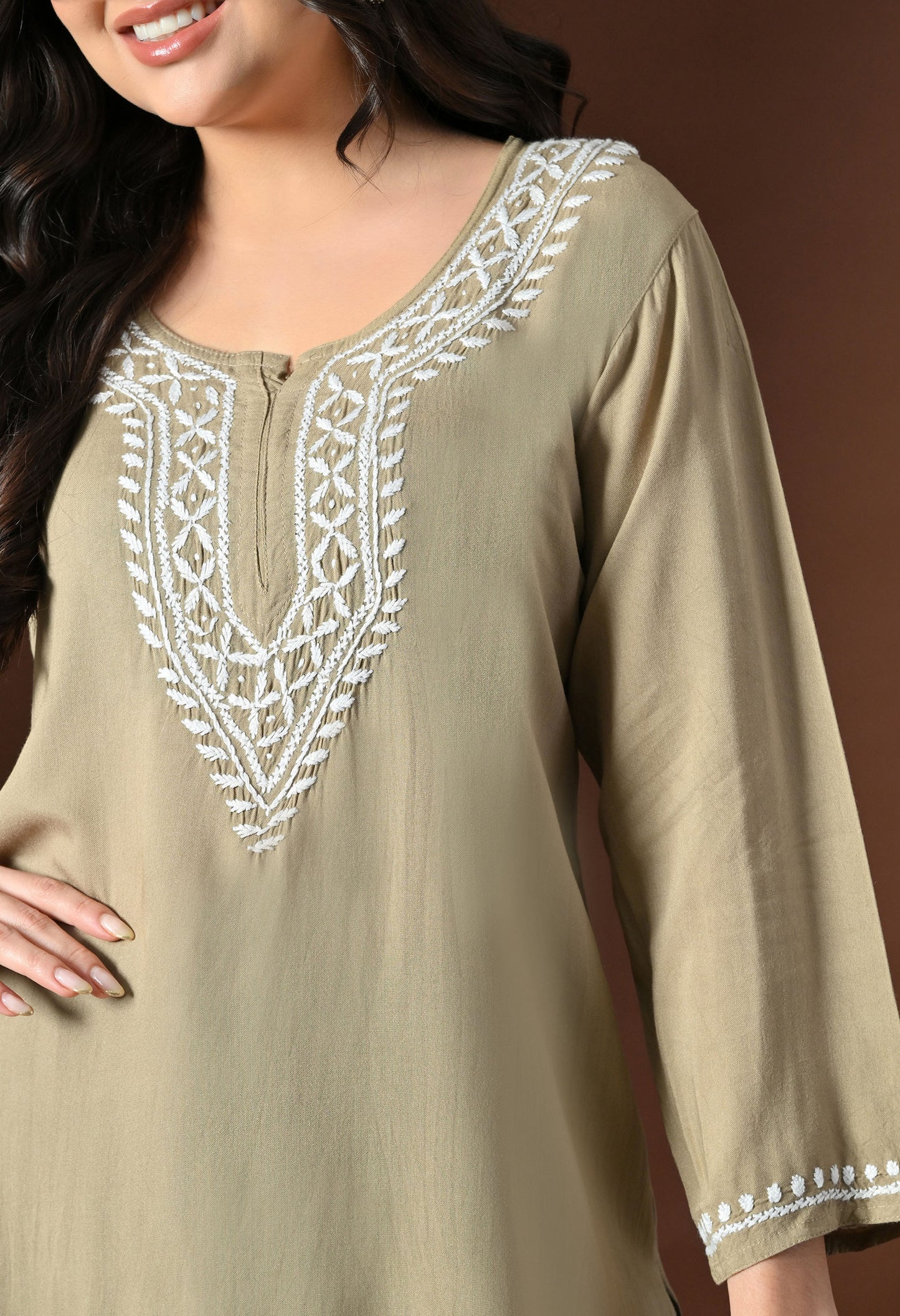Myra Modal Chikankari short Kurti