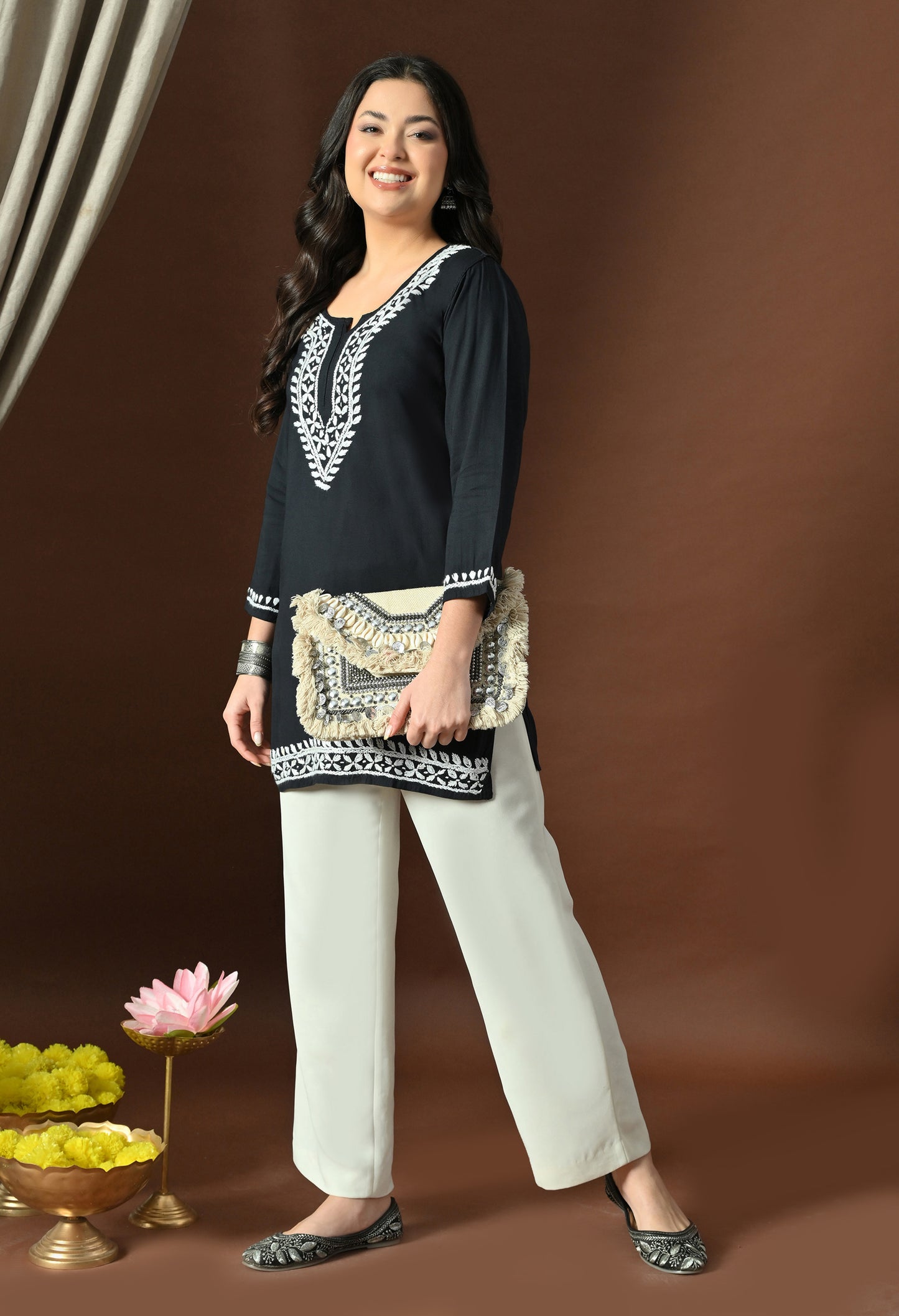 Myra Modal Chikankari short Kurti