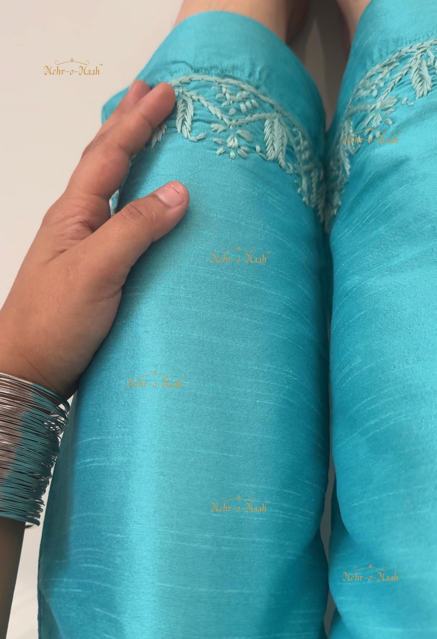Maahi Chanderi Chikankari Co-ord set