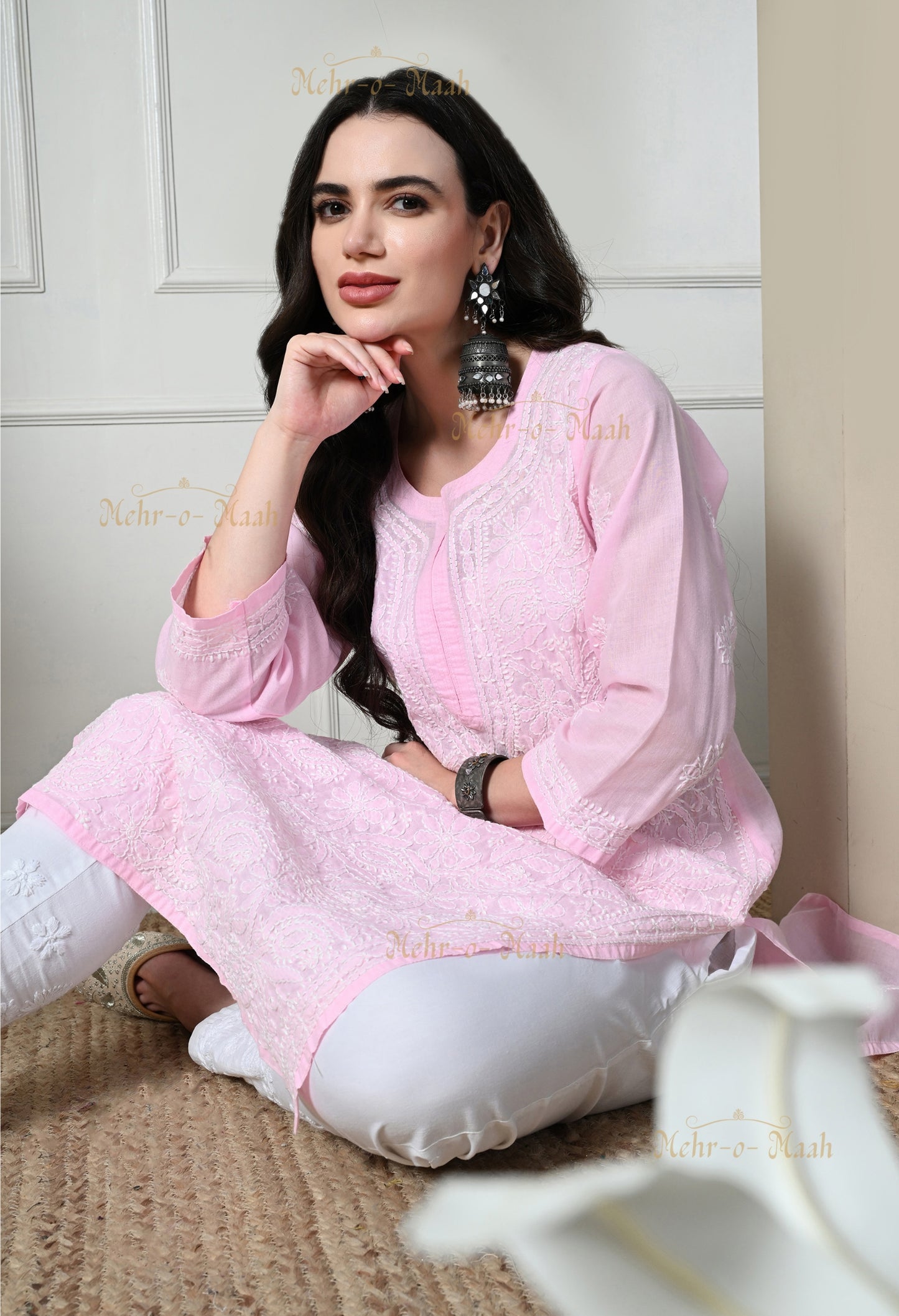 Anika Cotton Chikankari Kurti