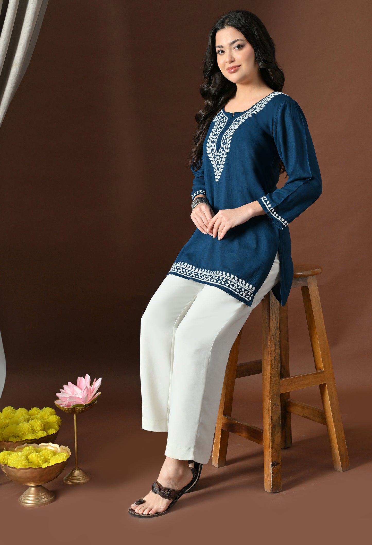 Myra Modal Chikankari short kurti