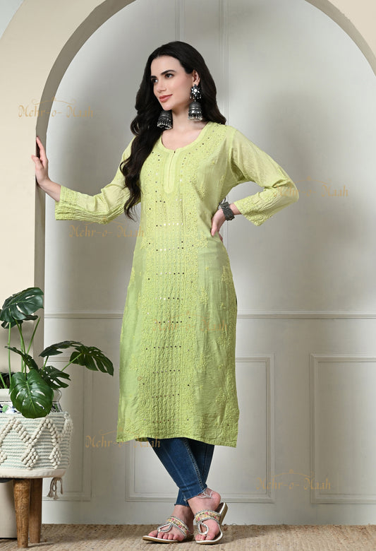 Ahana Silk Panel Kurti with Mukaish