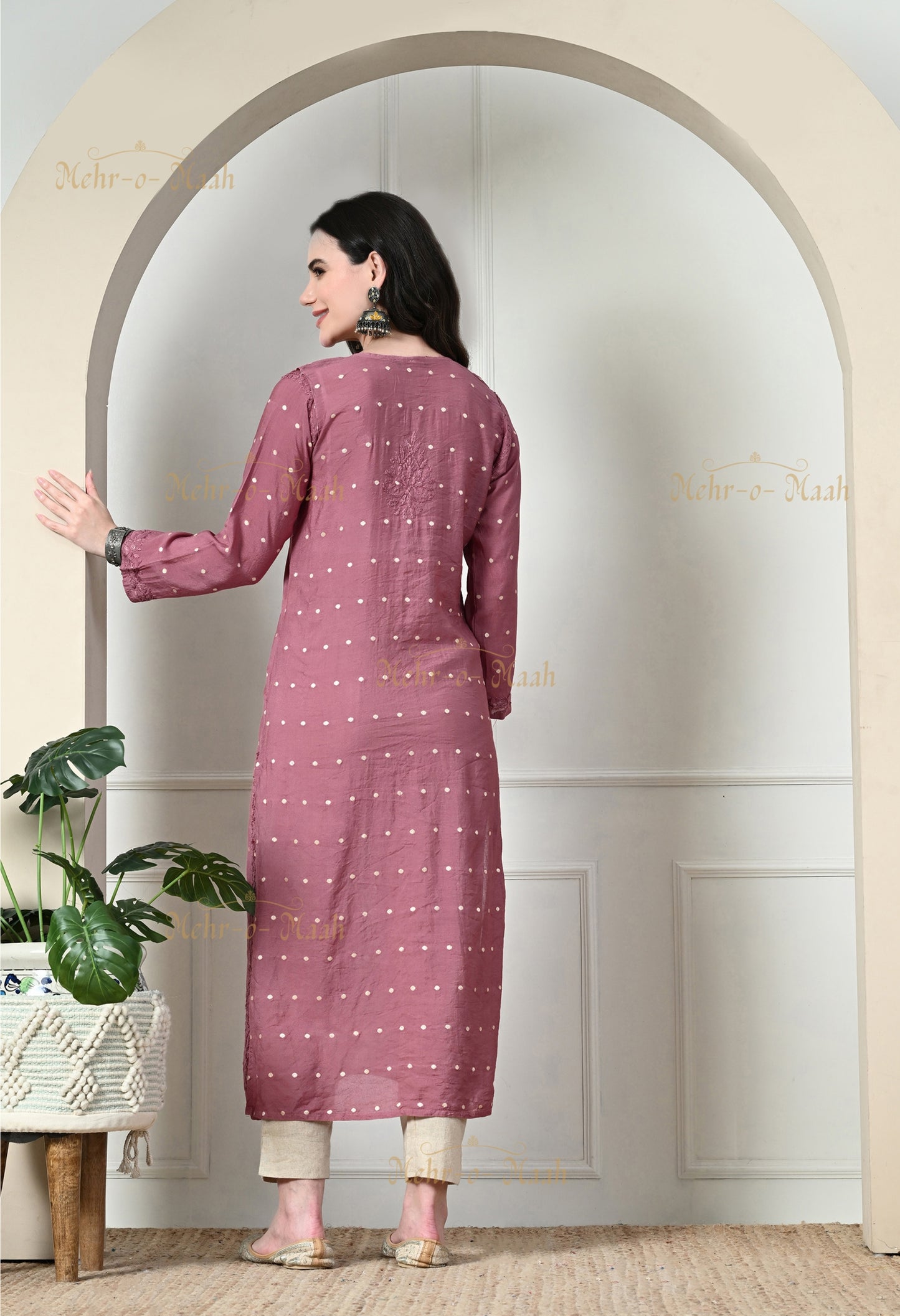 Sitara Chanderi Silk banarsi chikankari kurti