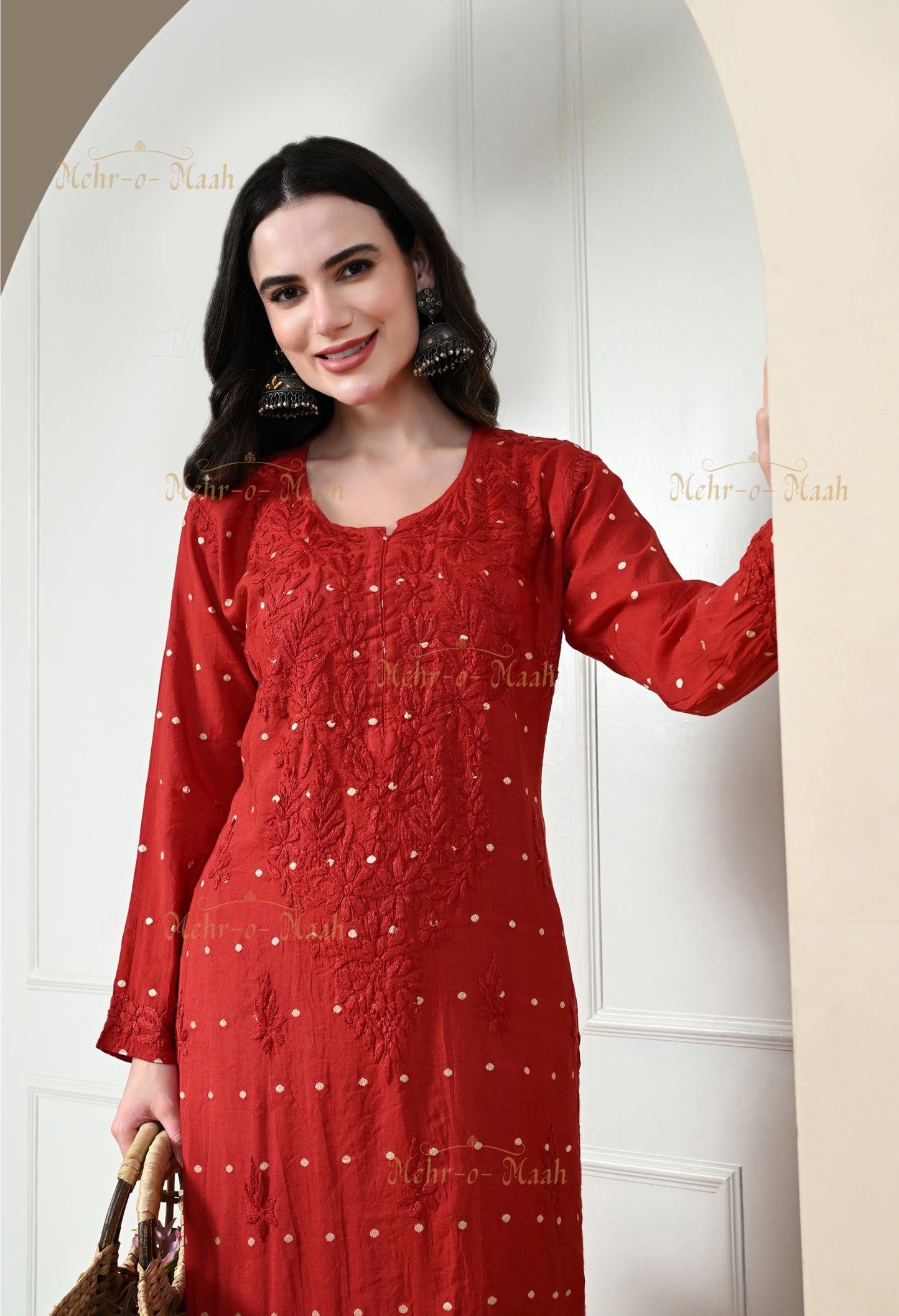 Sitara Chanderi Silk banarsi chikankari kurti