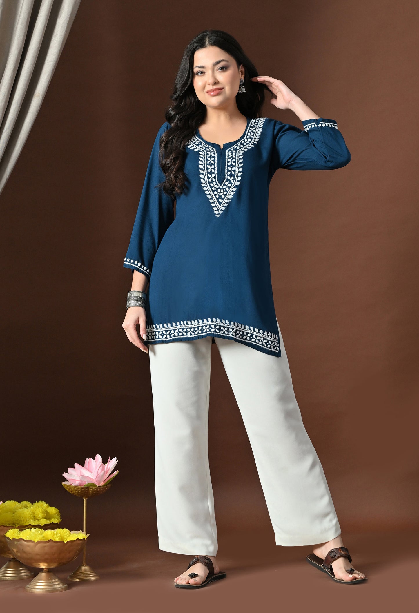 Myra Modal Chikankari short kurti