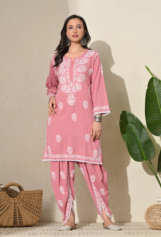 Reeva Cotton Chikankari Set with tulip pants