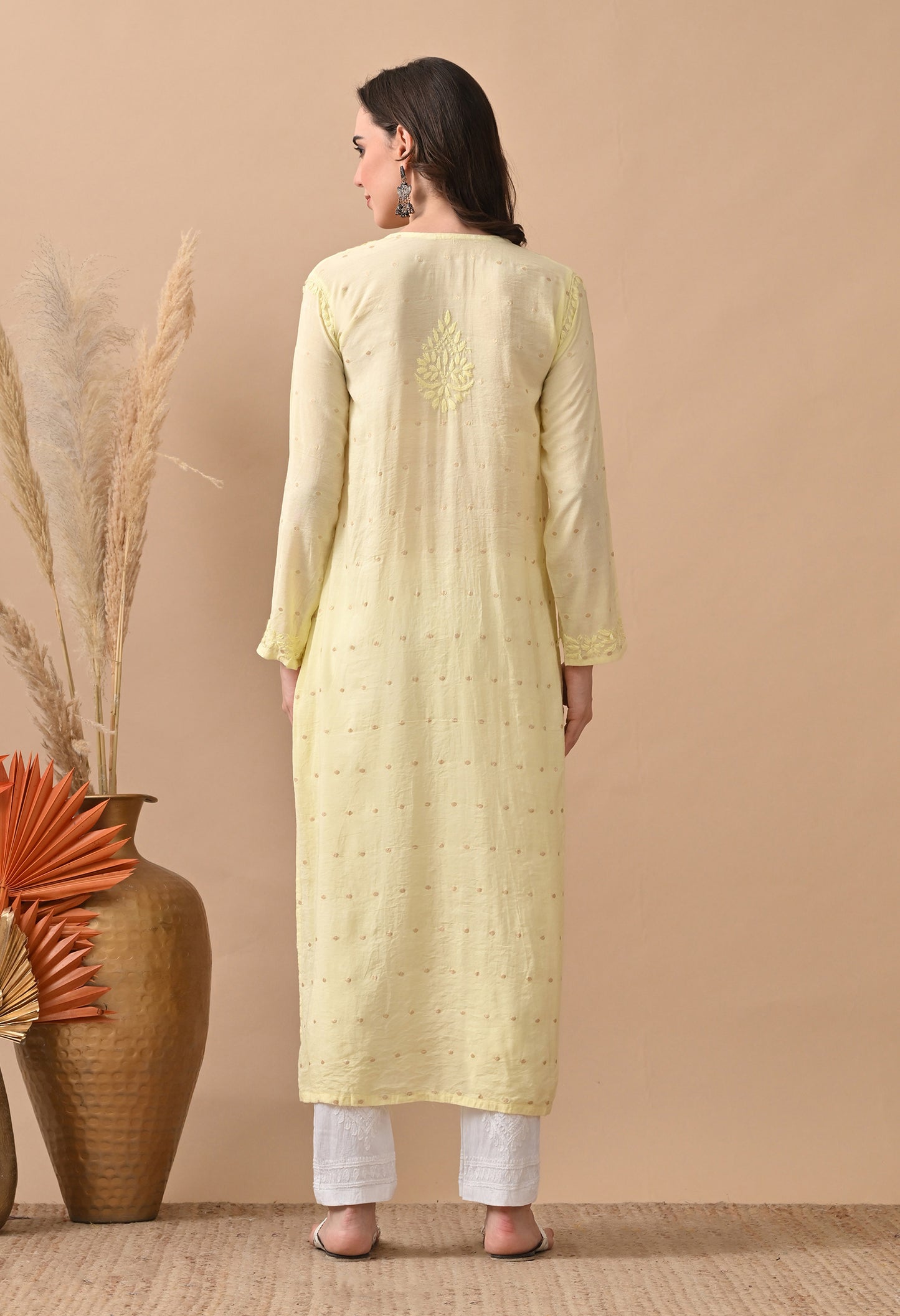 Sitara Chanderi silk Banarsi chikankari kurti