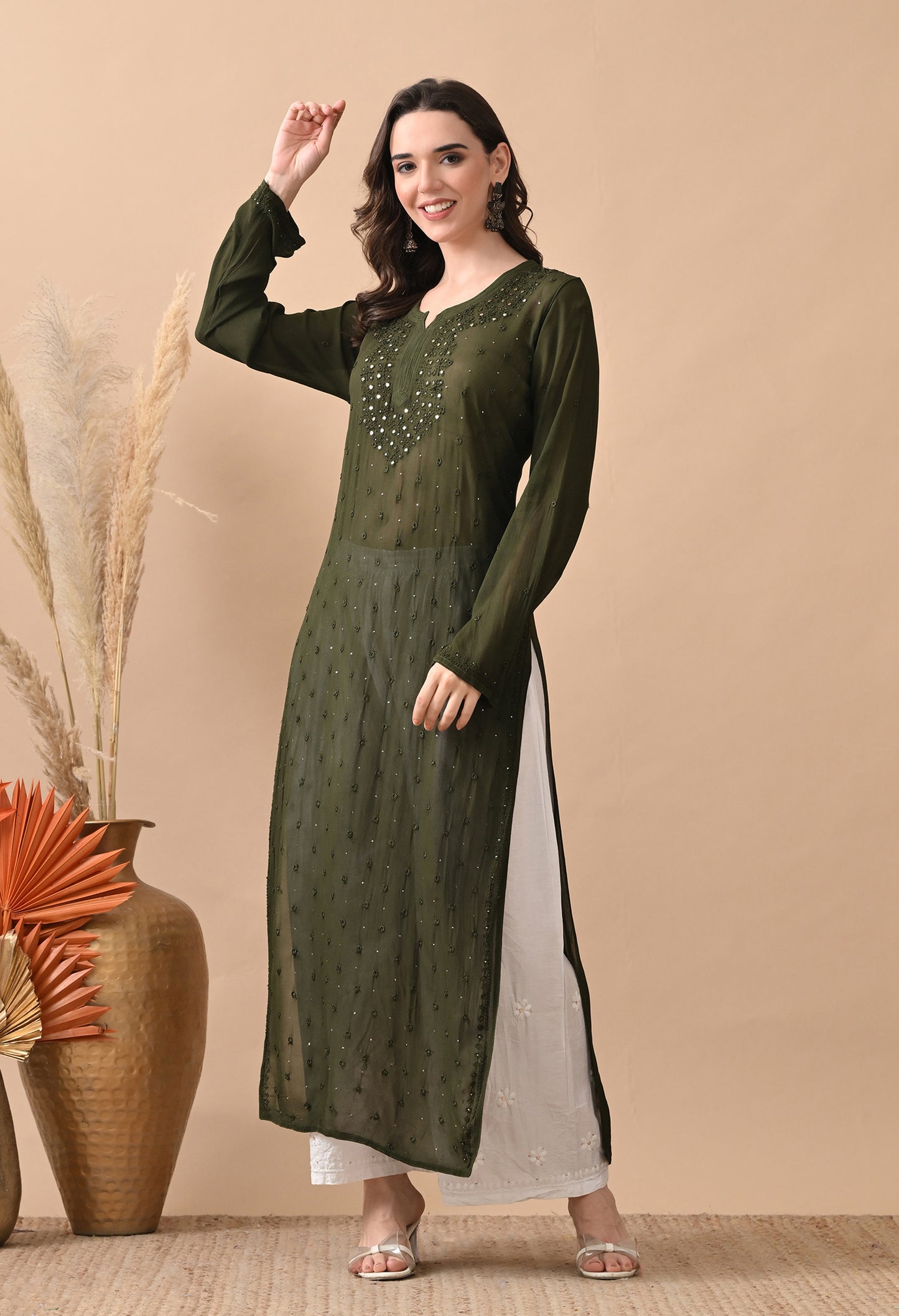 Adya Viscose Georgette Chikankari Kurti