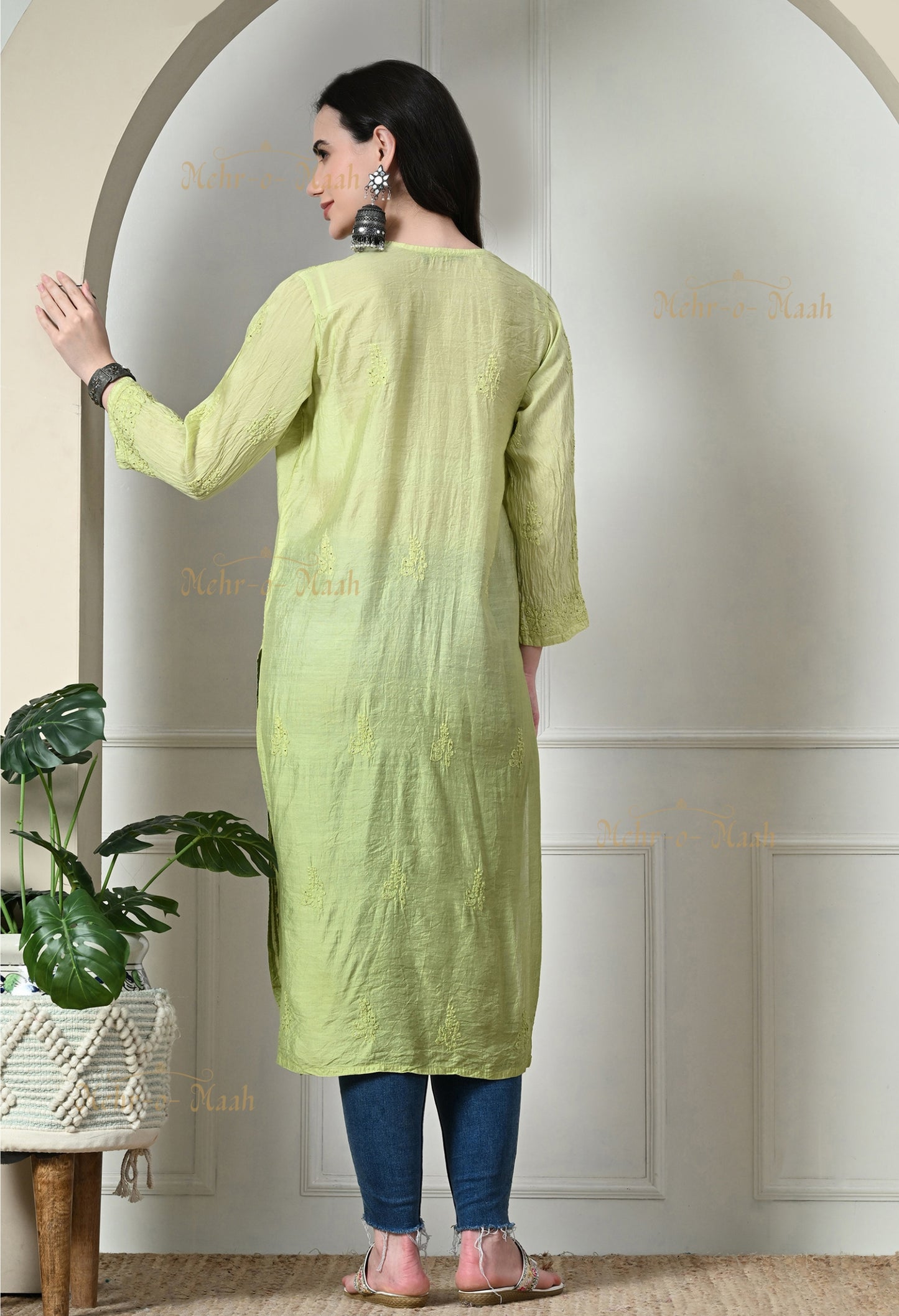 Ahana Silk Panel Kurti with Mukaish