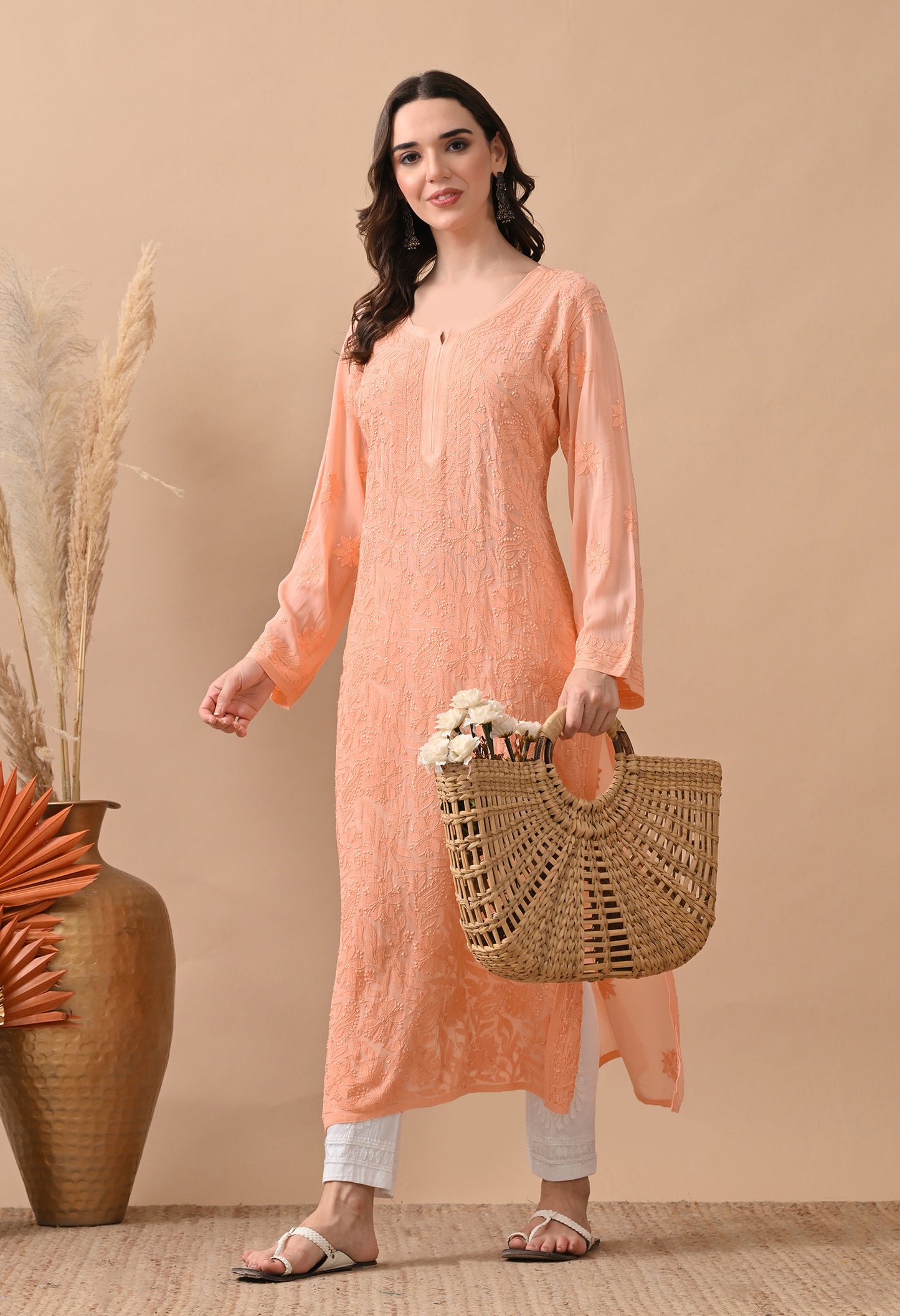 Vimarsh Viscose Georgette Chikankari kurta