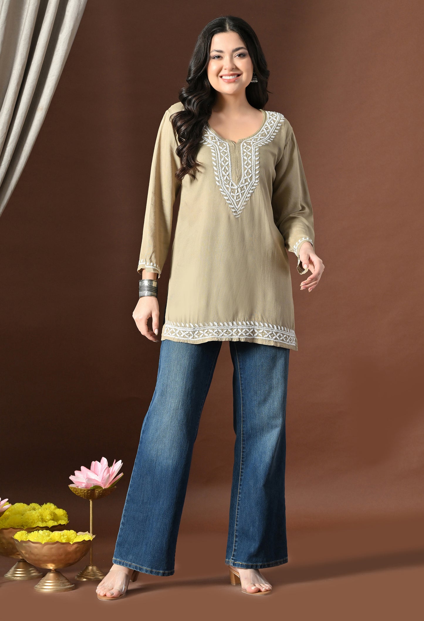 Myra Modal Chikankari short Kurti