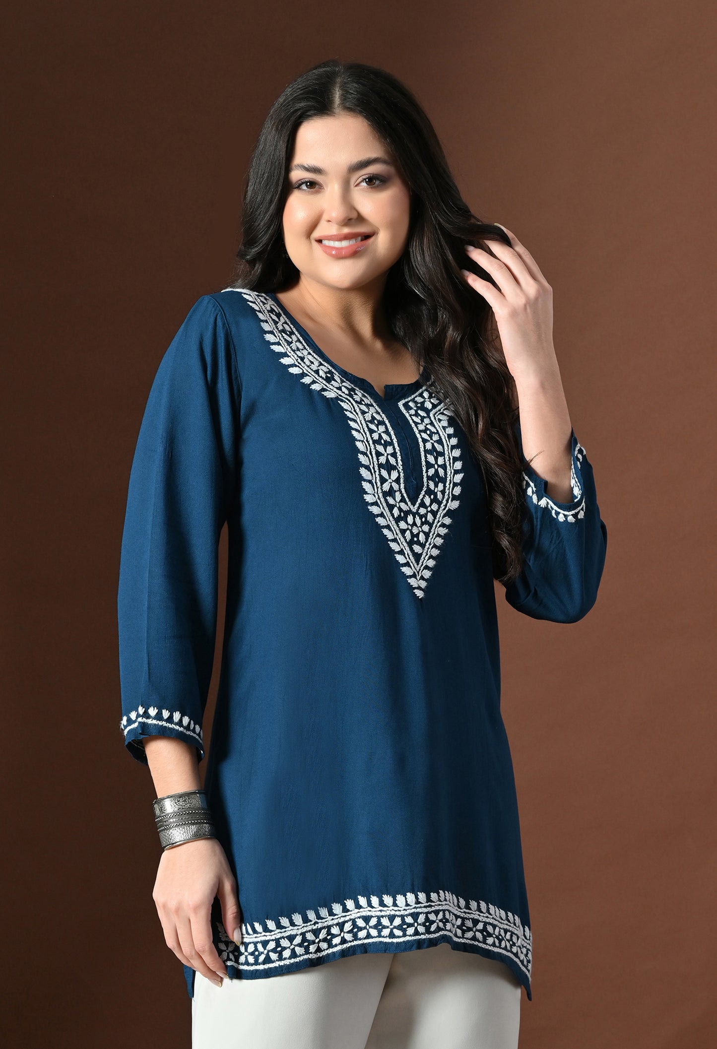 Myra Modal Chikankari short kurti