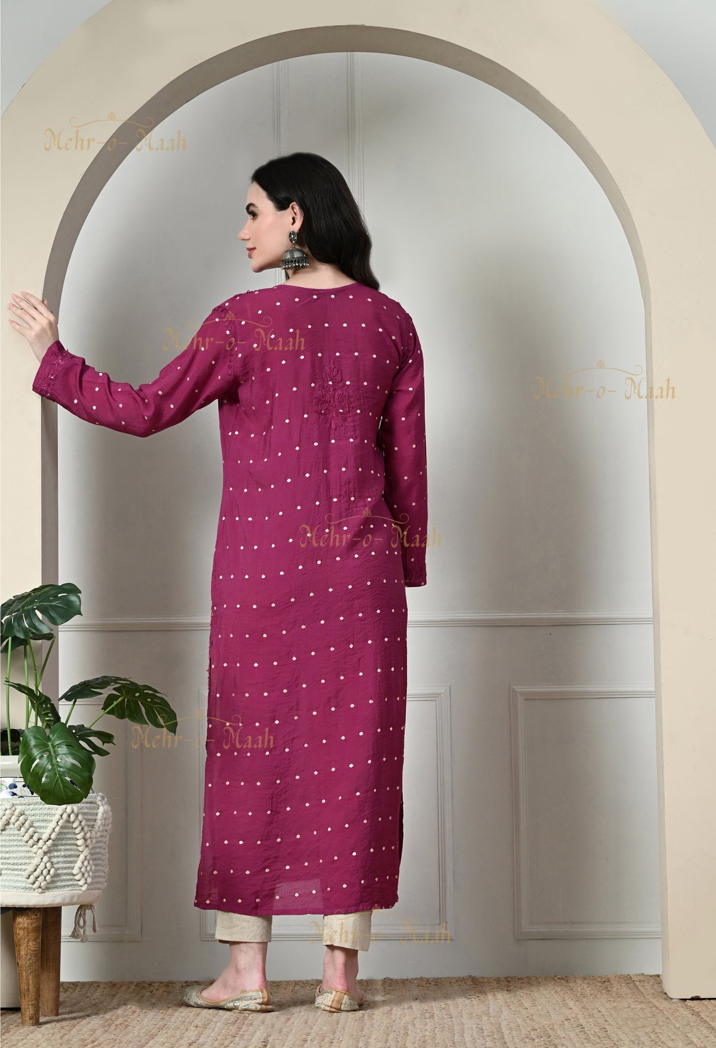 Sitara Chanderi Silk banarsi chikankari kurti