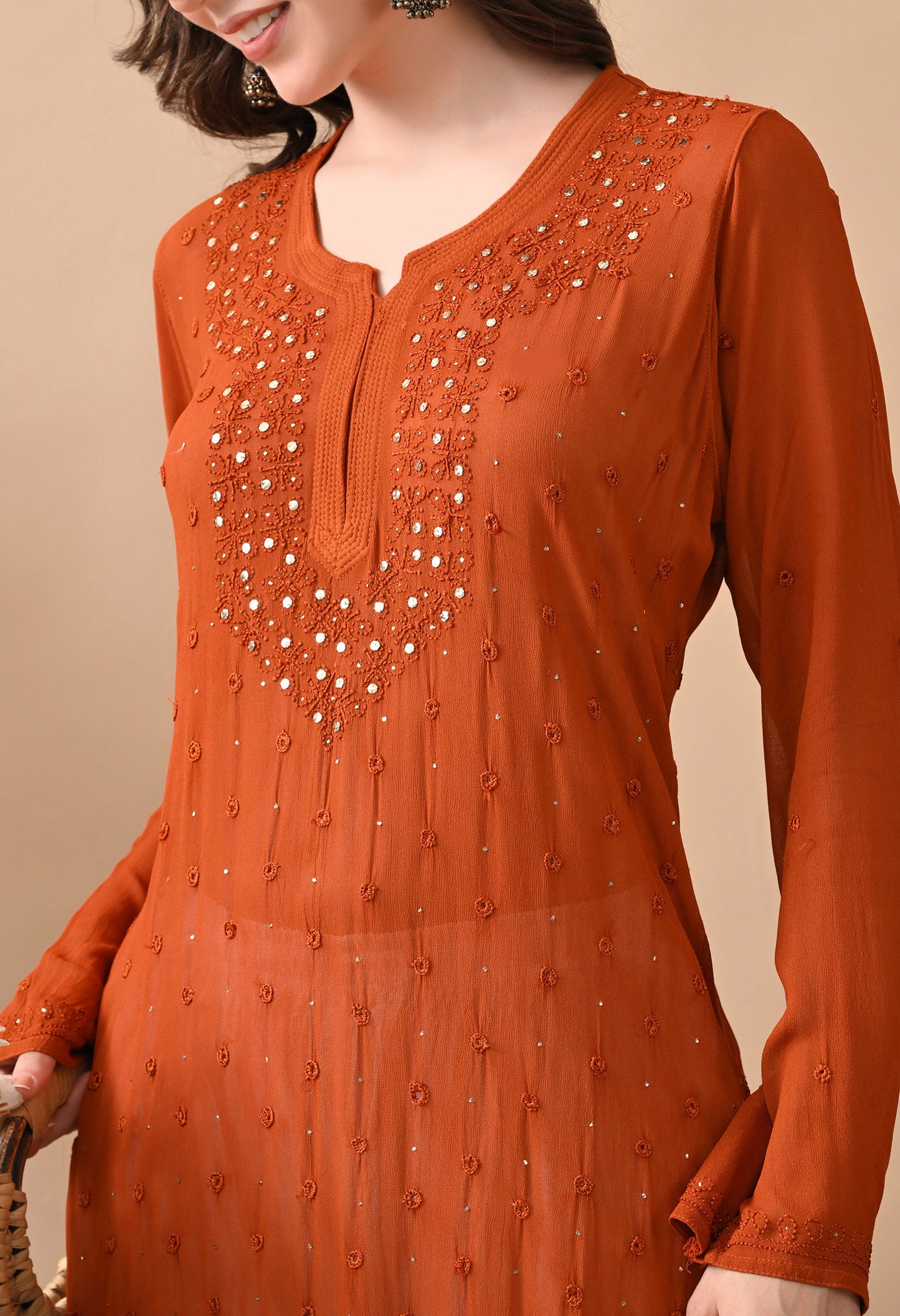 Adya Viscose Georgette chikankari kurti